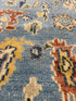 Michelle Choi-Lee 3x16.6 Hand-Knotted Blue and Beige Oushak Runner