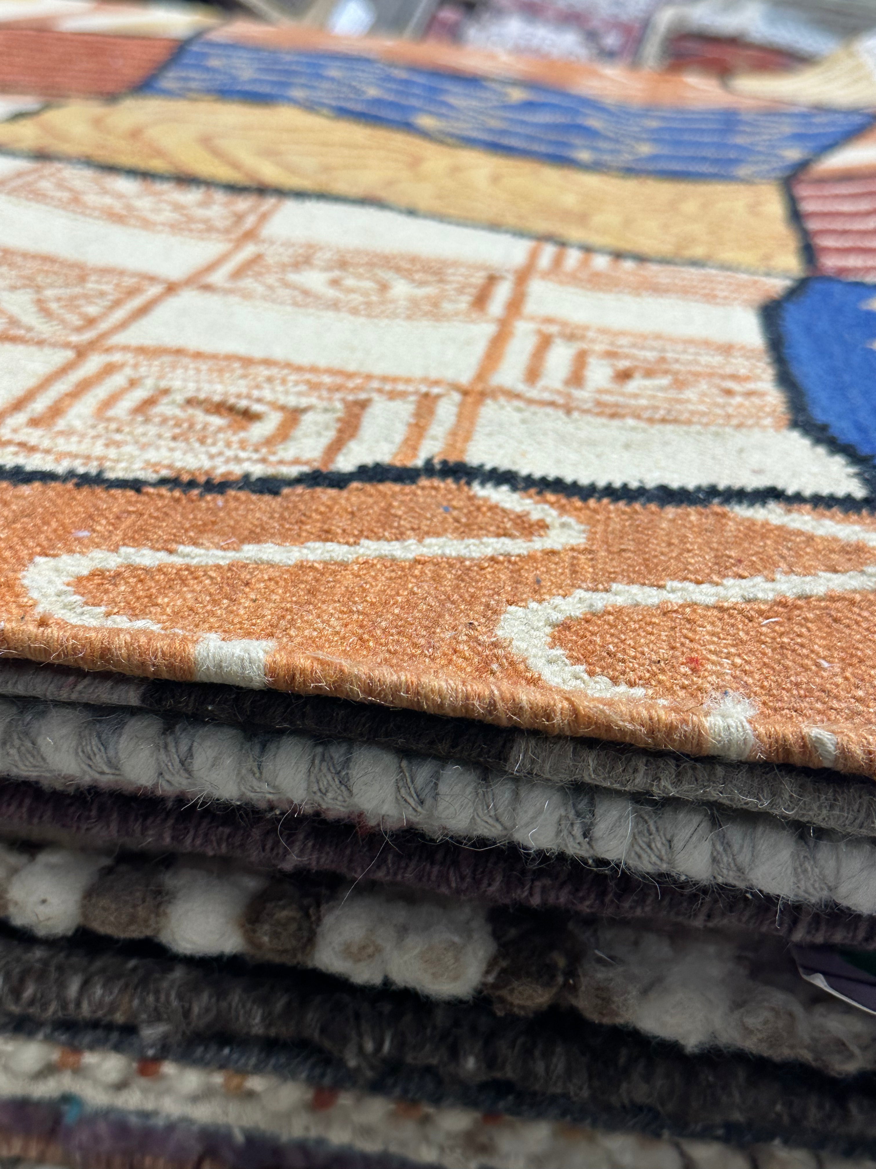 Craig DiGregorio 4x6 Striped Handwoven Durrie Rug