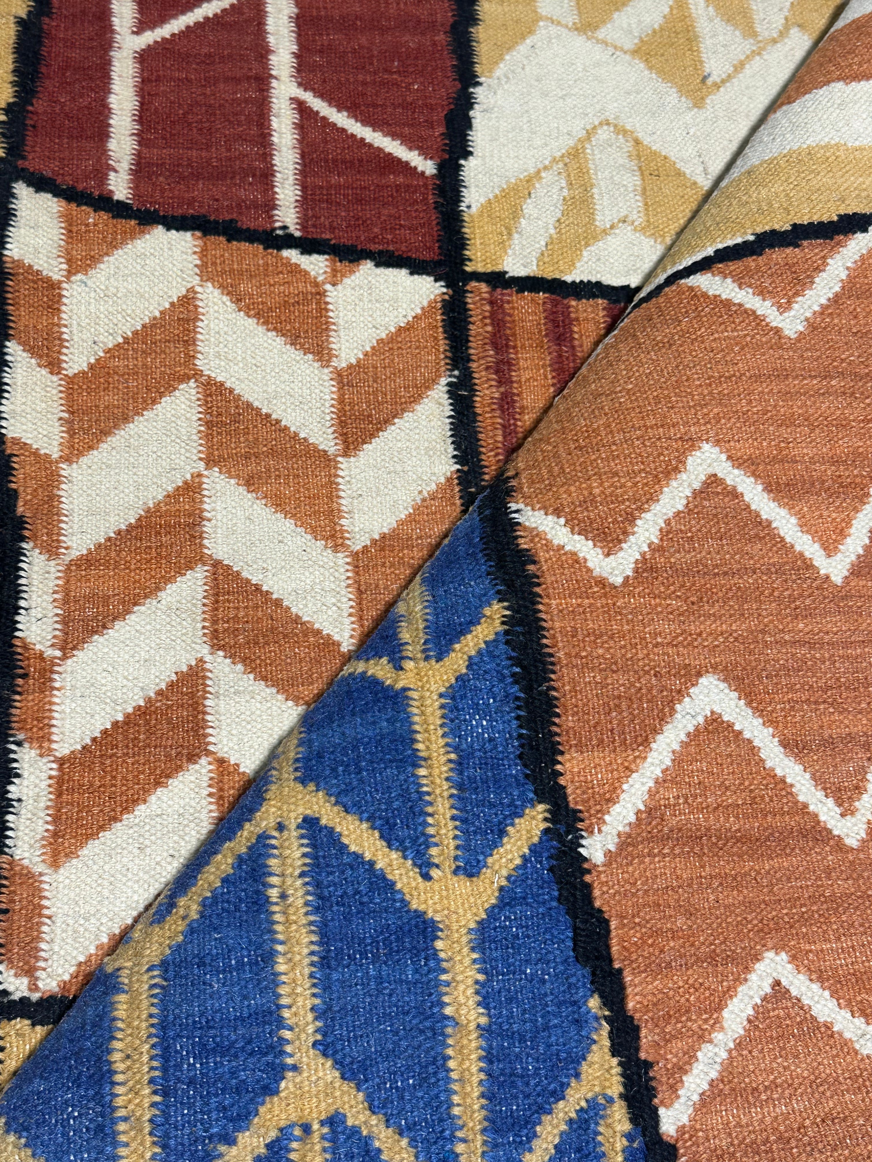 Craig DiGregorio 4x6 Striped Handwoven Durrie Rug