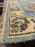 Michelle Choi-Lee 3x16.6 Hand-Knotted Blue and Beige Oushak Runner