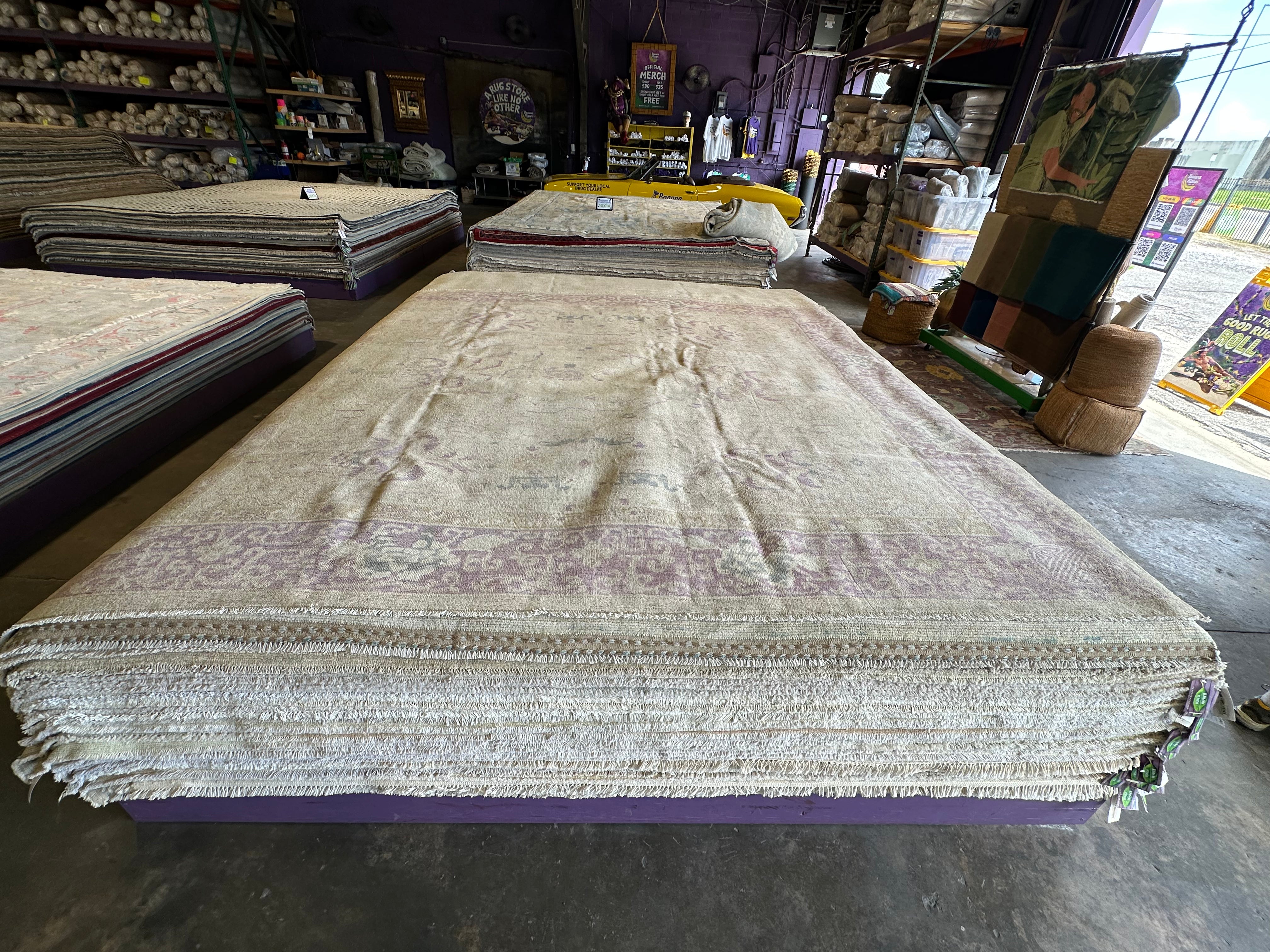 Carolyn Scott 9.10x9.1 Lavender Whitewashed Afghani Oushak Rug