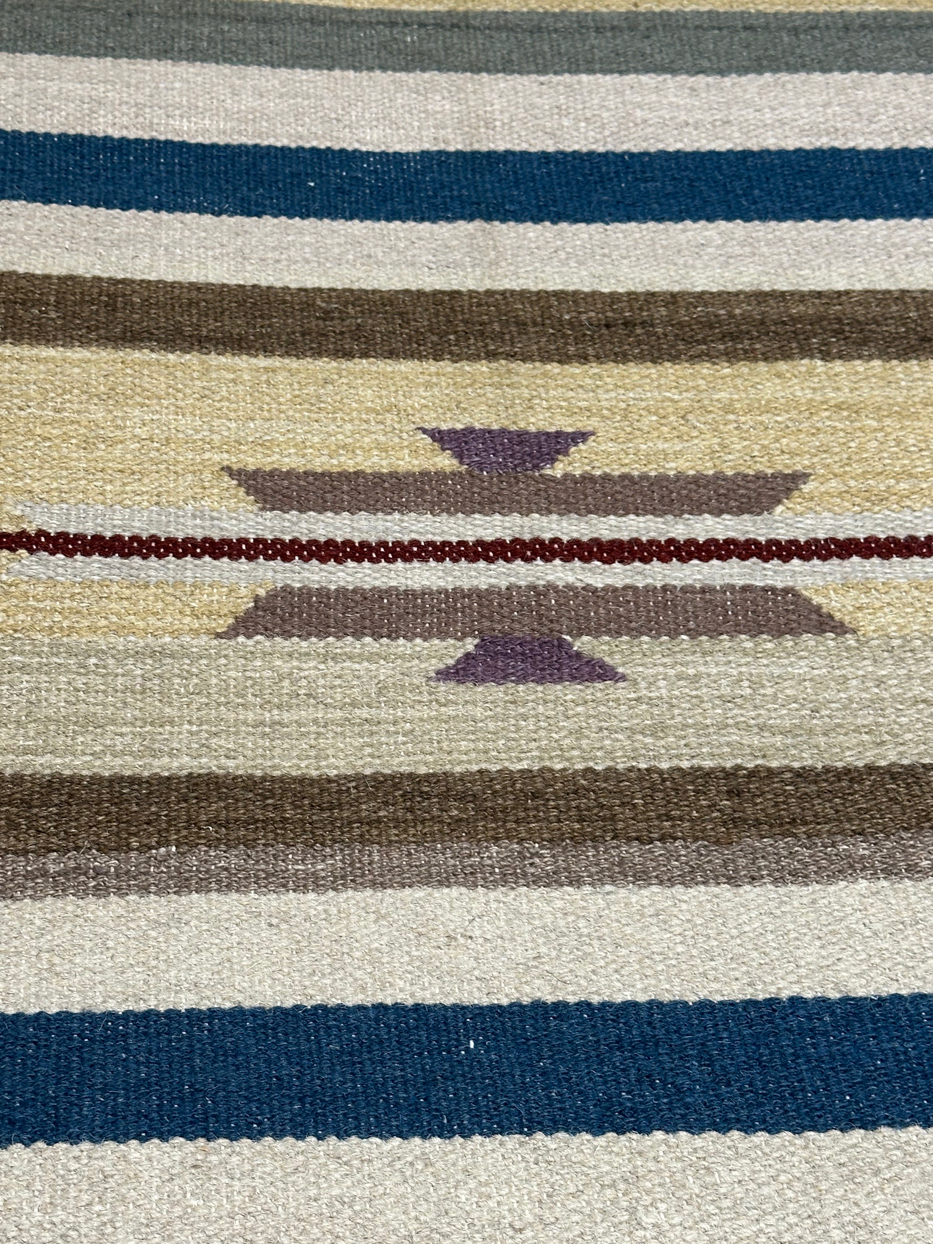 Craig DiGregorio 4x6 Striped Handwoven Durrie Rug