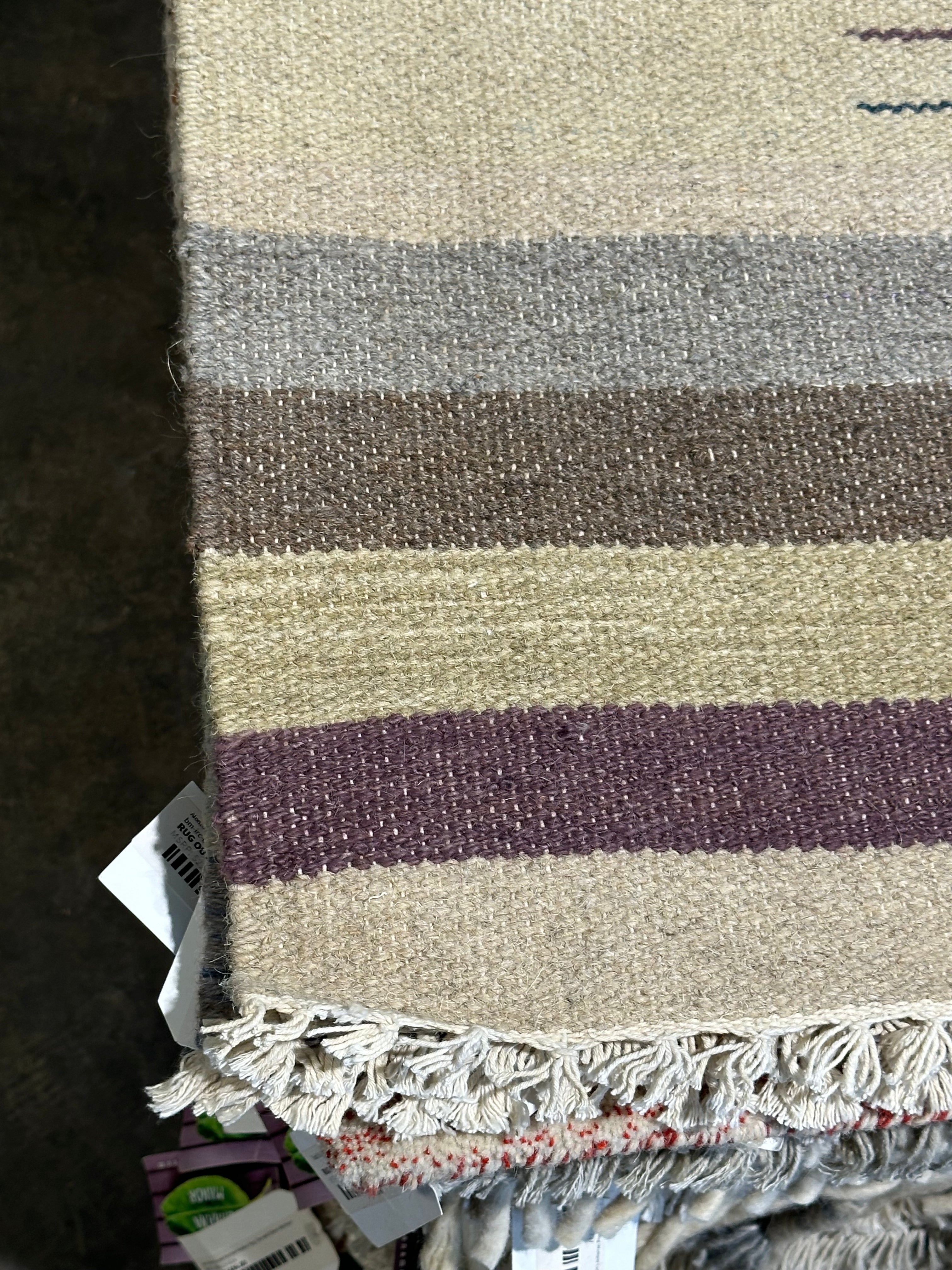 Craig DiGregorio 4x6 Striped Handwoven Durrie Rug