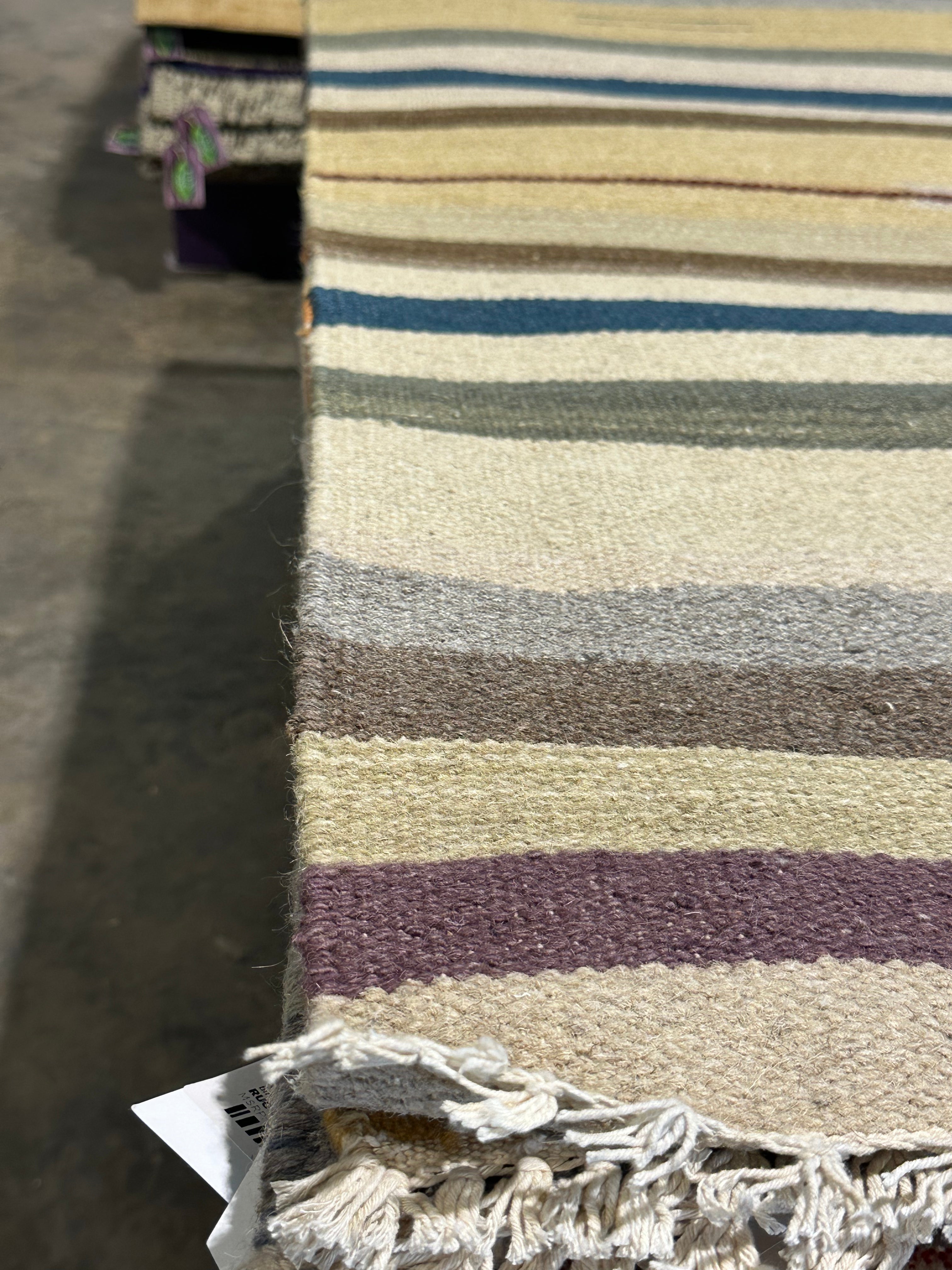 Craig DiGregorio 4x6 Striped Handwoven Durrie Rug