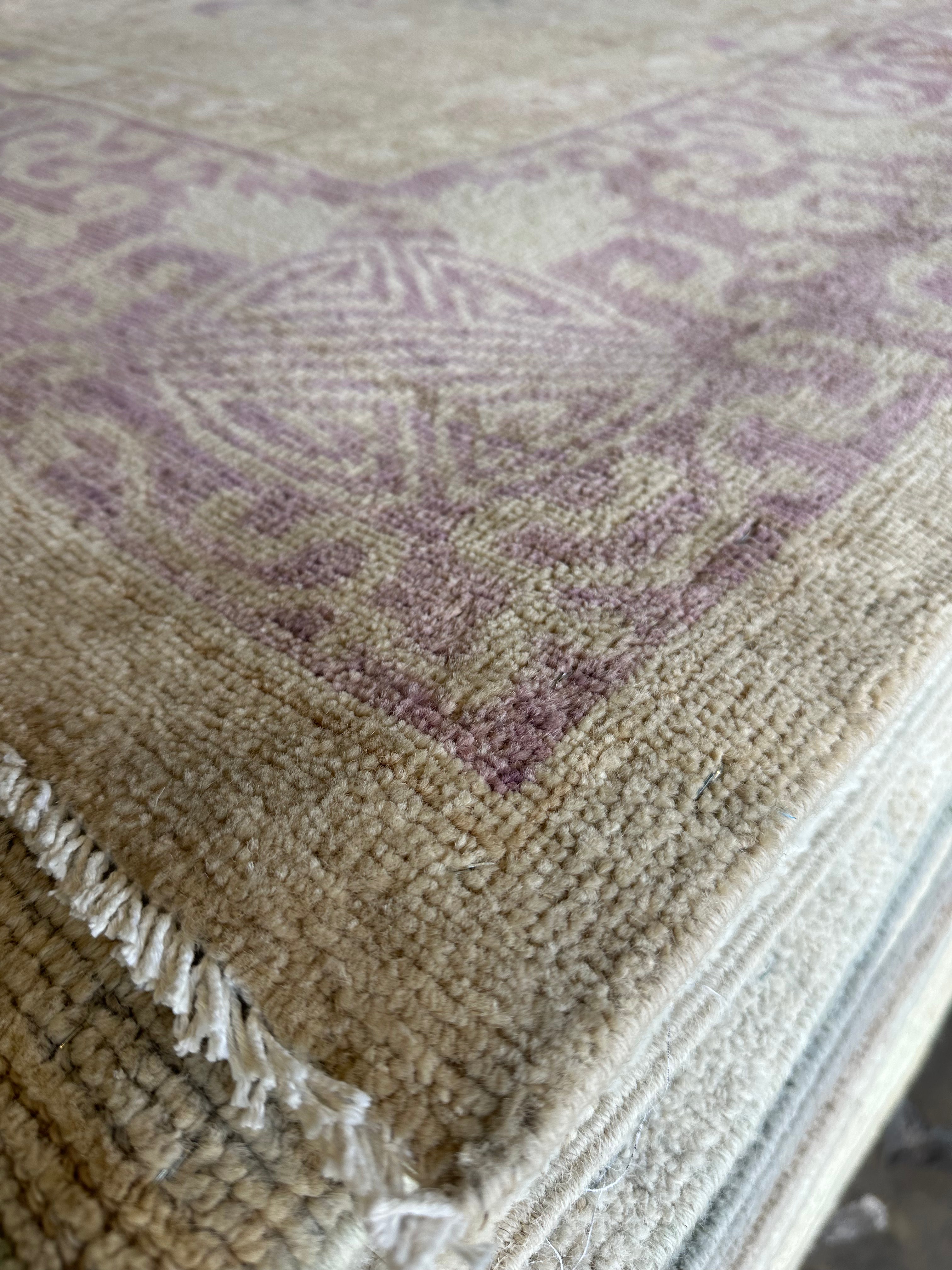 Carolyn Scott 9.10x9.1 Lavender Whitewashed Afghani Oushak Rug