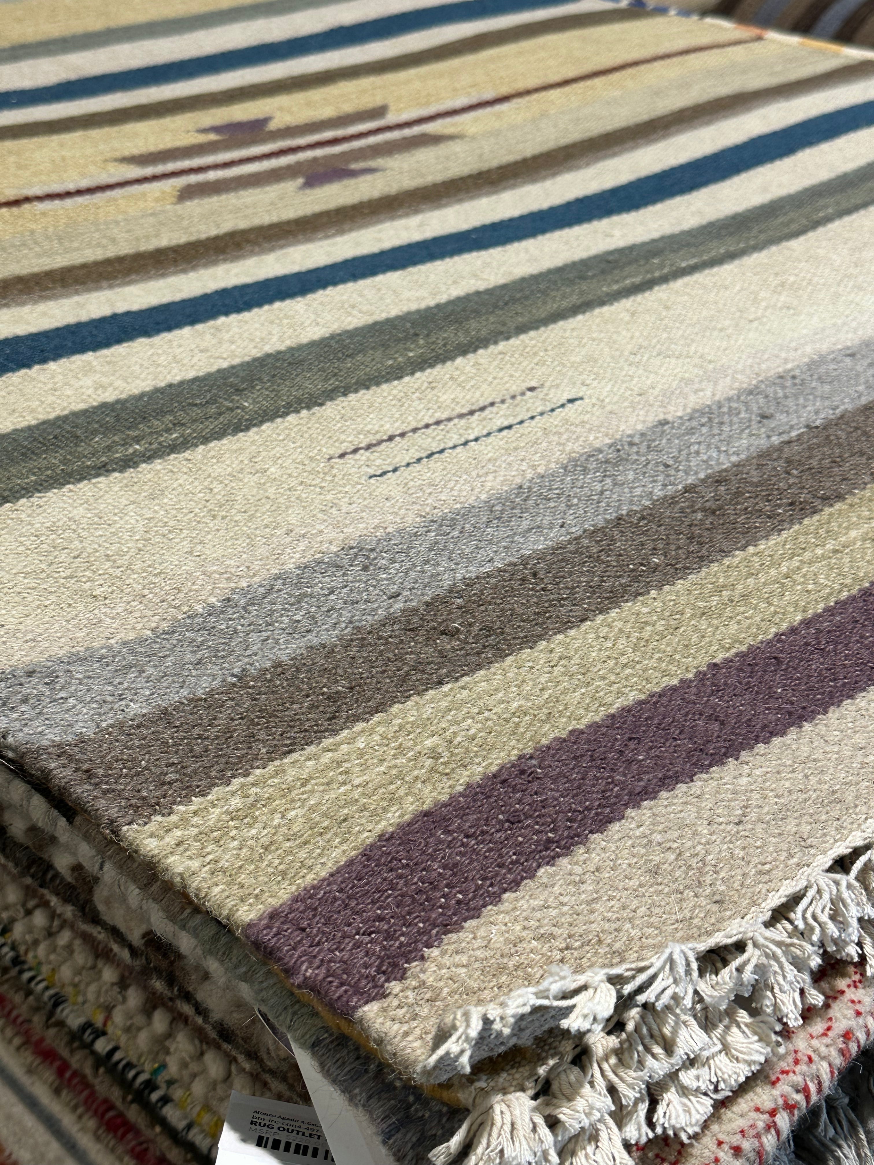 Craig DiGregorio 4x6 Striped Handwoven Durrie Rug