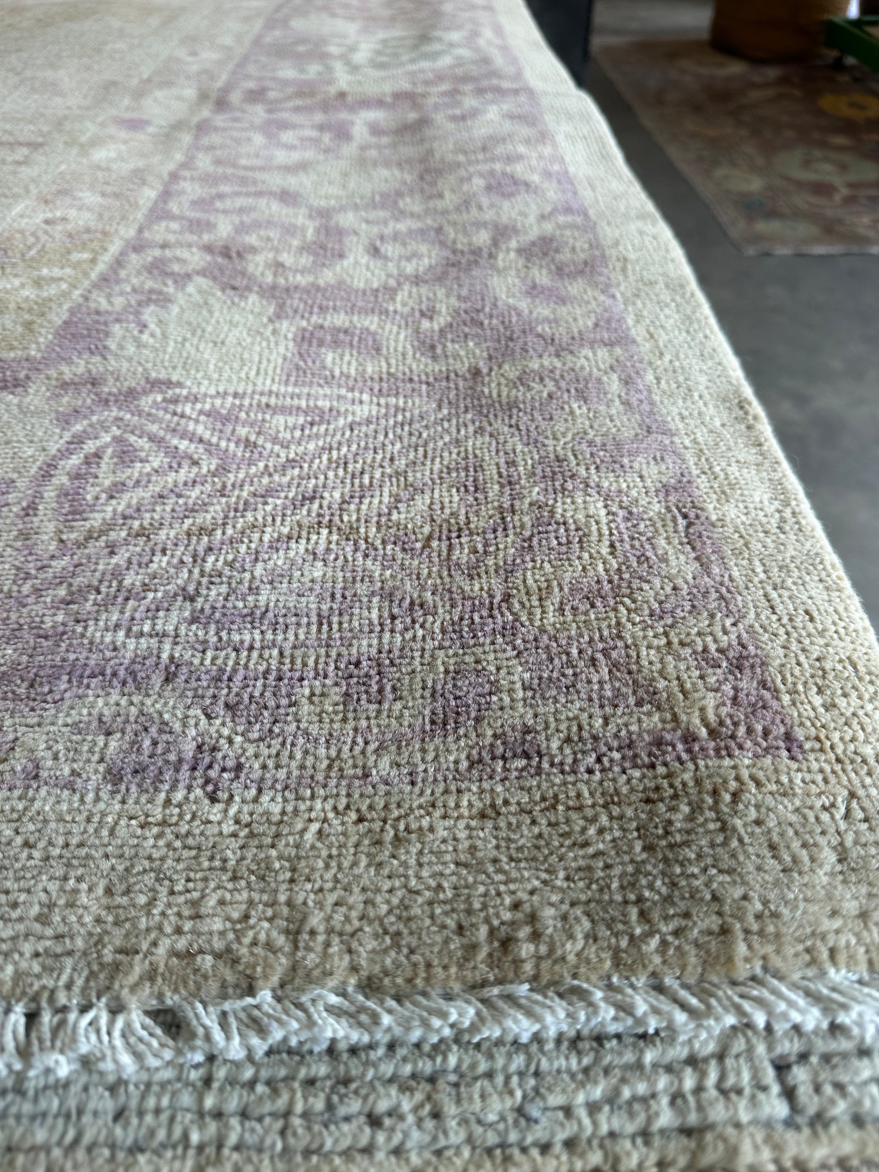 Carolyn Scott 9.10x9.1 Lavender Whitewashed Afghani Oushak Rug