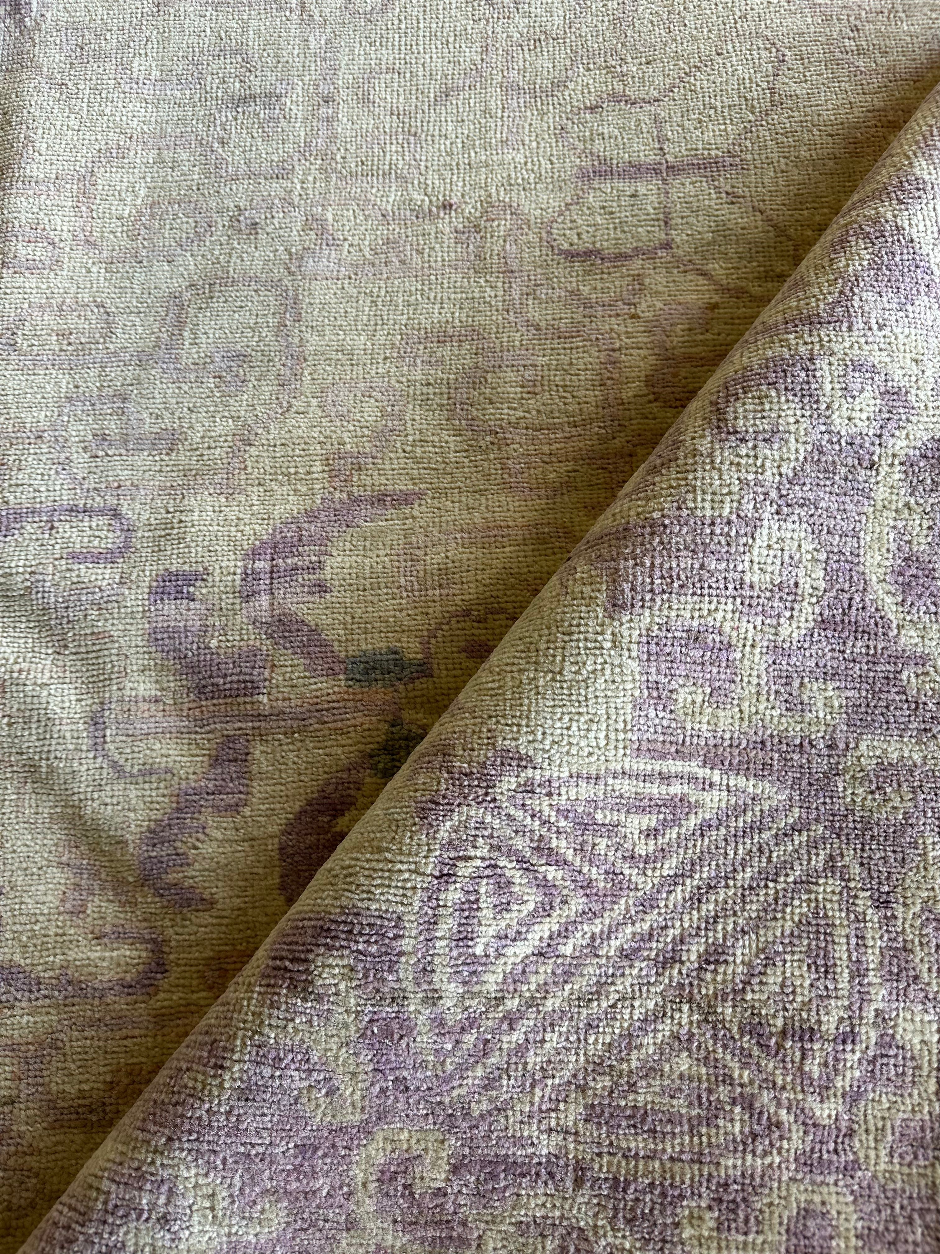 Carolyn Scott 9.10x9.1 Lavender Whitewashed Afghani Oushak Rug