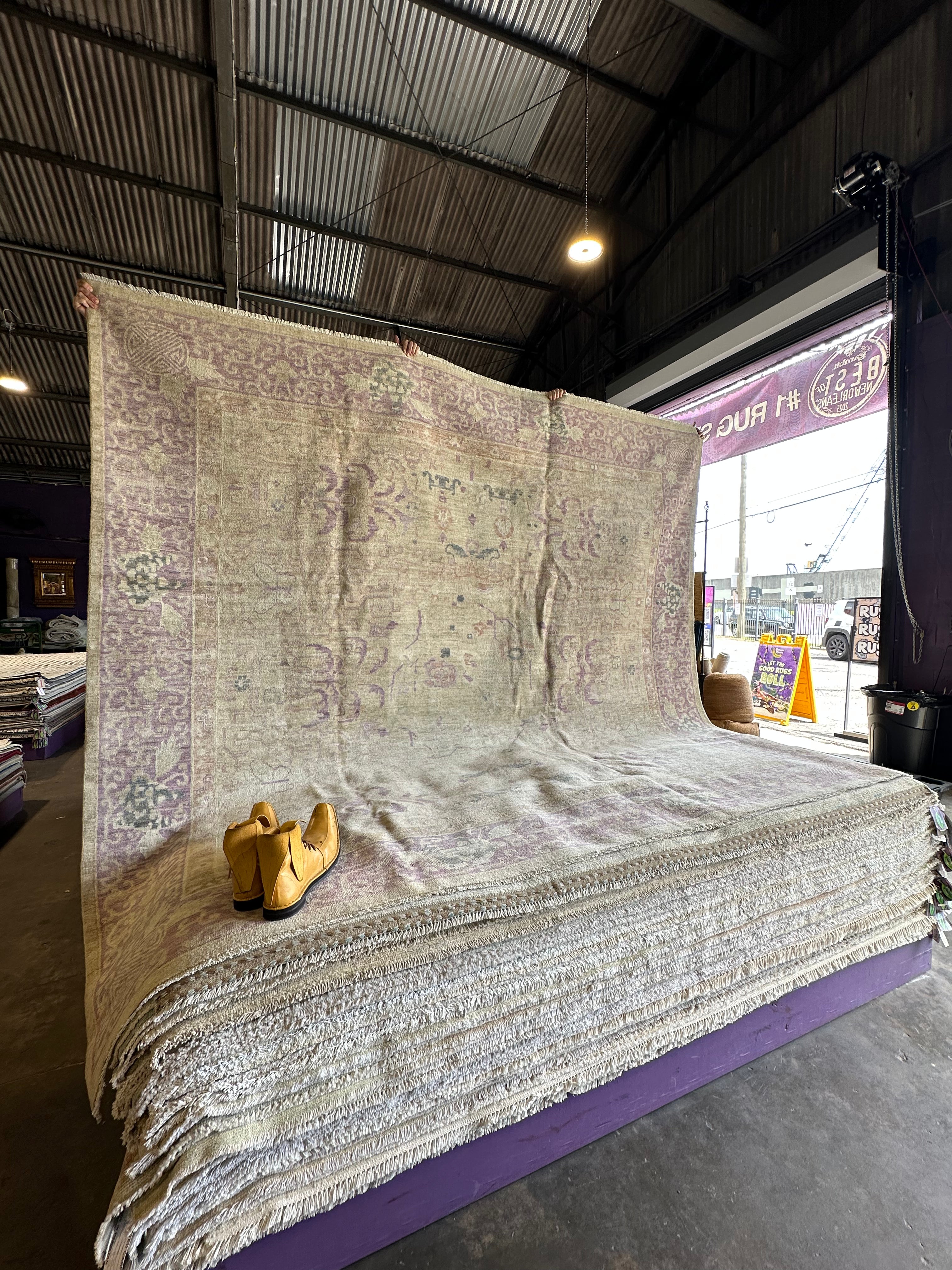 Carolyn Scott 9.10x9.1 Lavender Whitewashed Afghani Oushak Rug