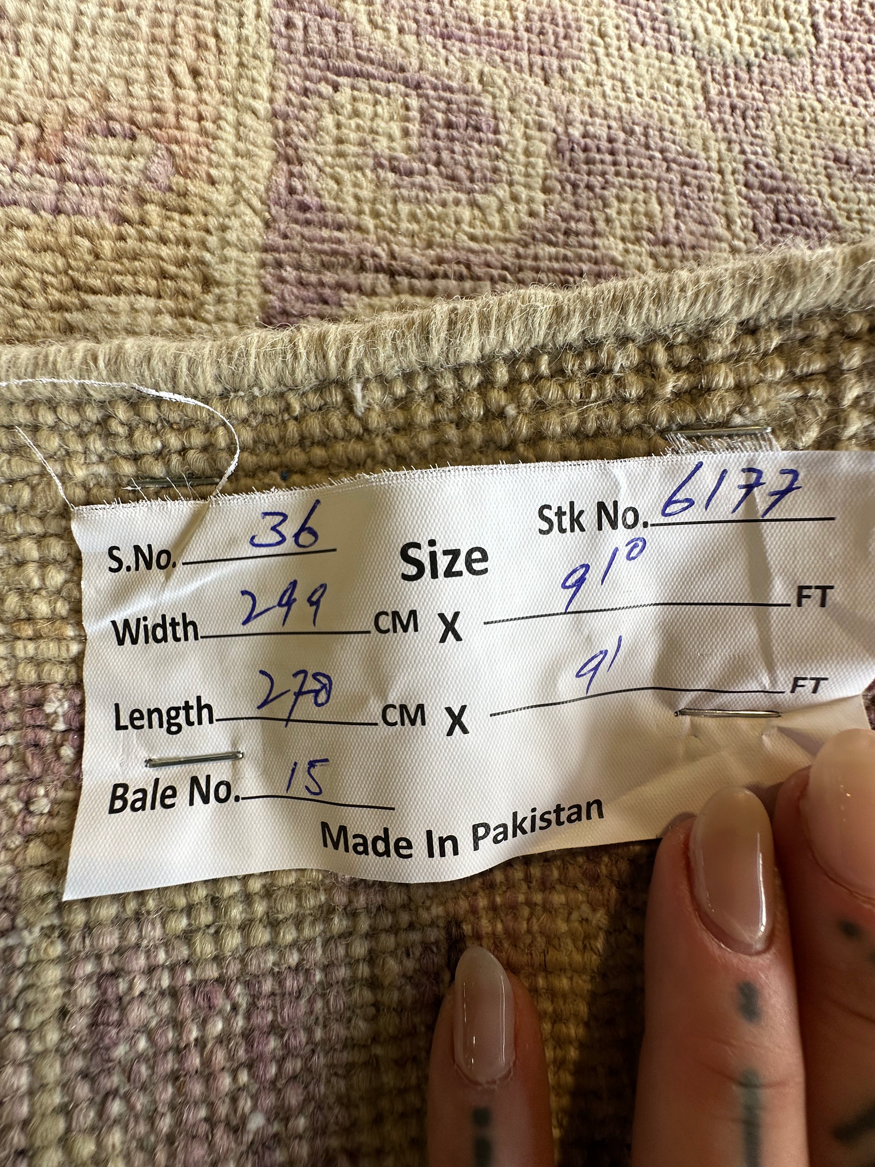 Carolyn Scott 9.10x9.1 Lavender Whitewashed Afghani Oushak Rug