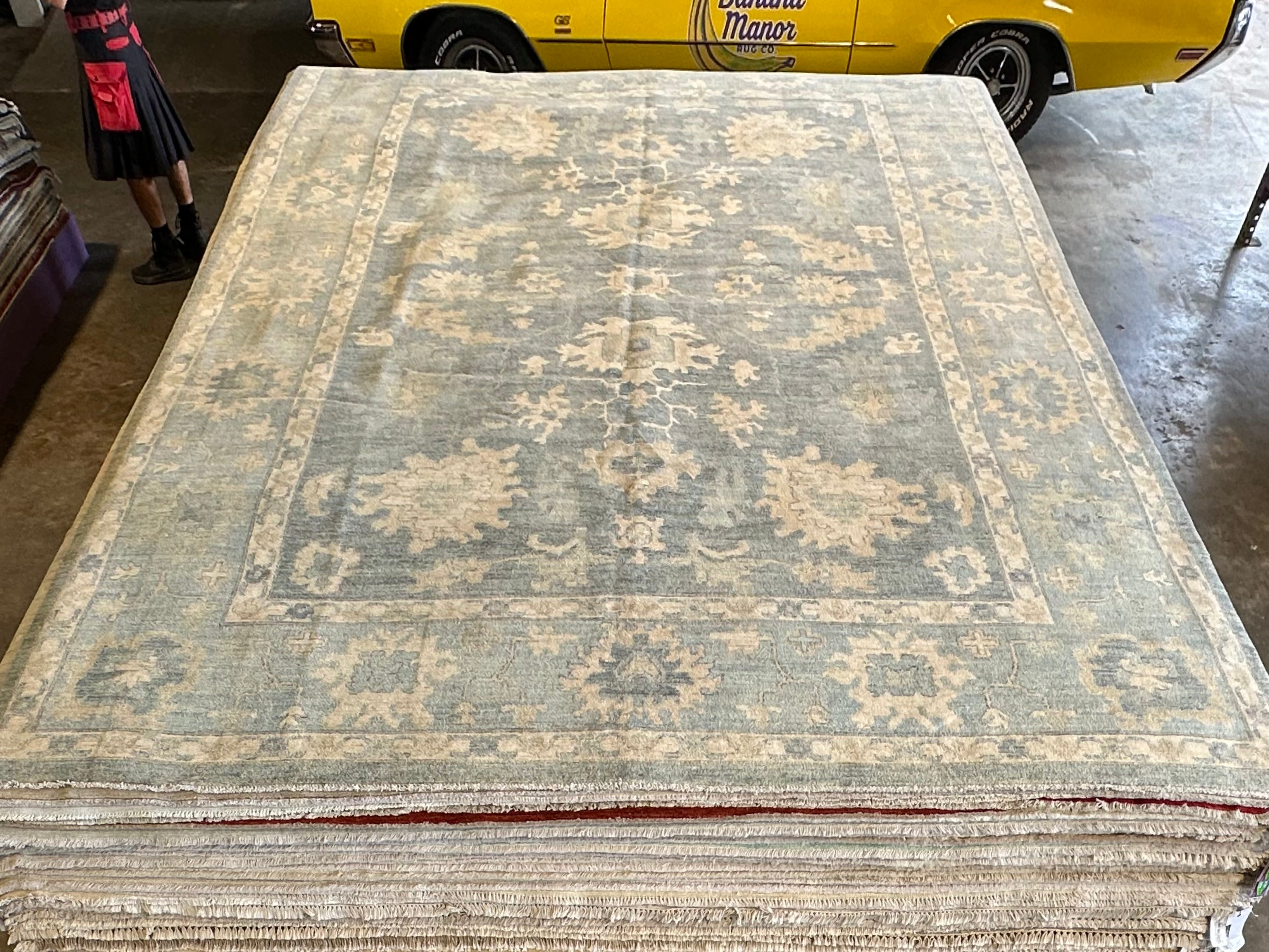 Ashlyn Anderson Gomez 9.10x14.1 Blue Afghani Whitewashed Oushak