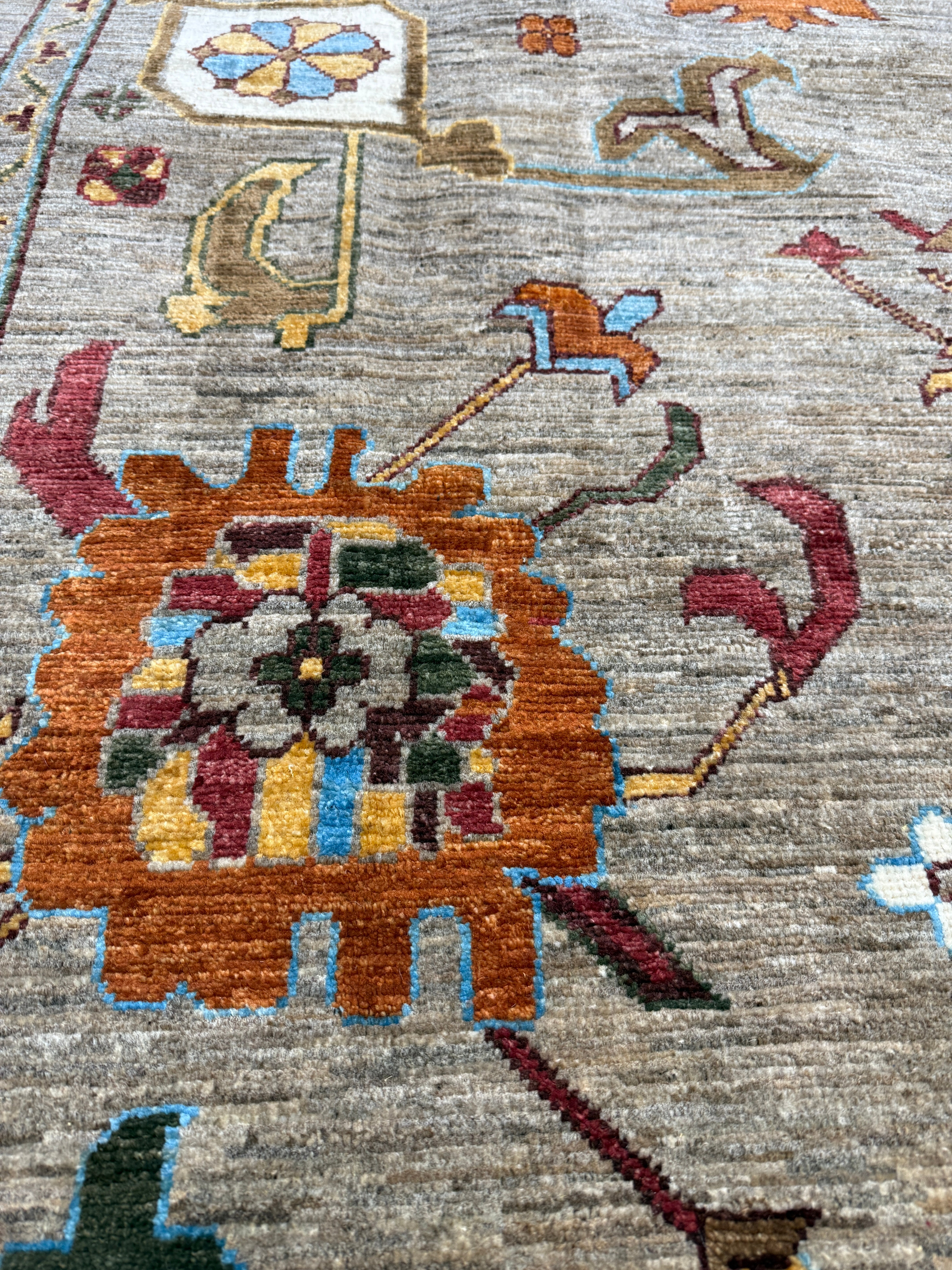 Kali Prasad 7.10x9.11 Afghani Kazak Grey Rug