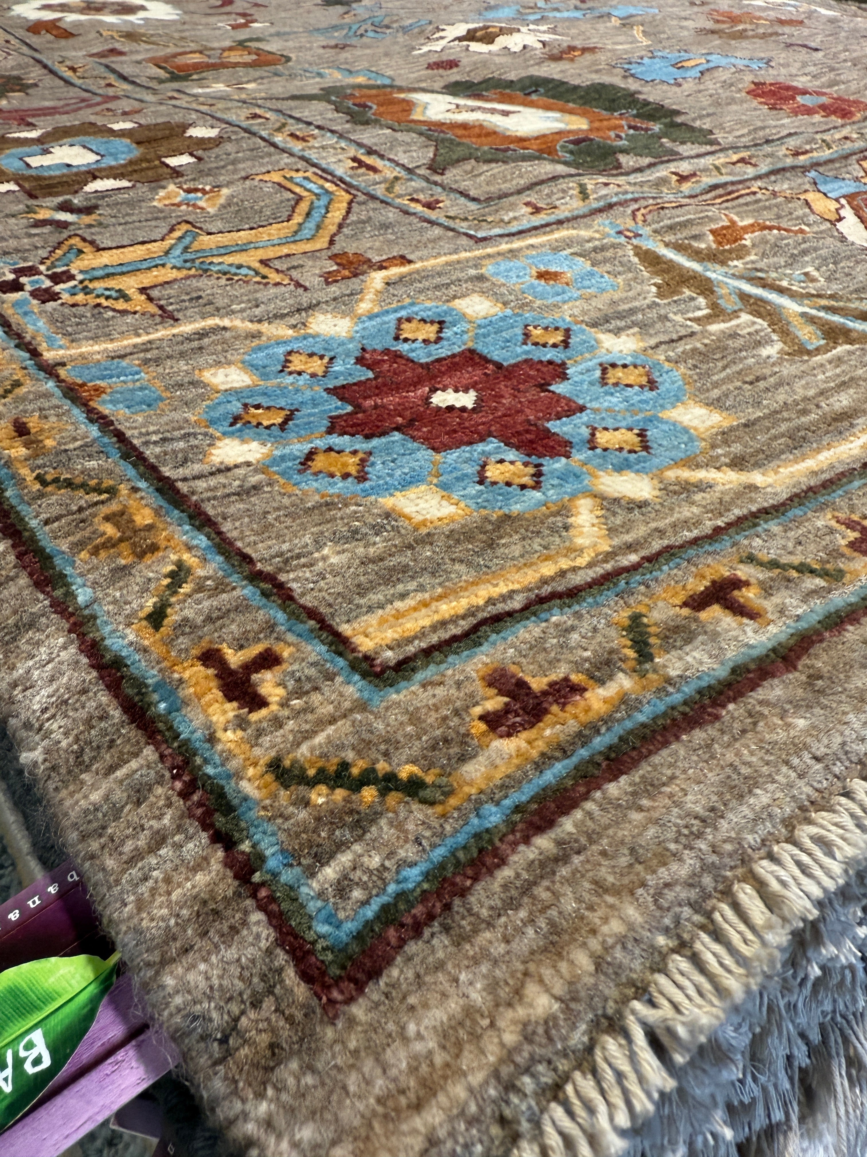 Kali Prasad 7.10x9.11 Afghani Kazak Grey Rug