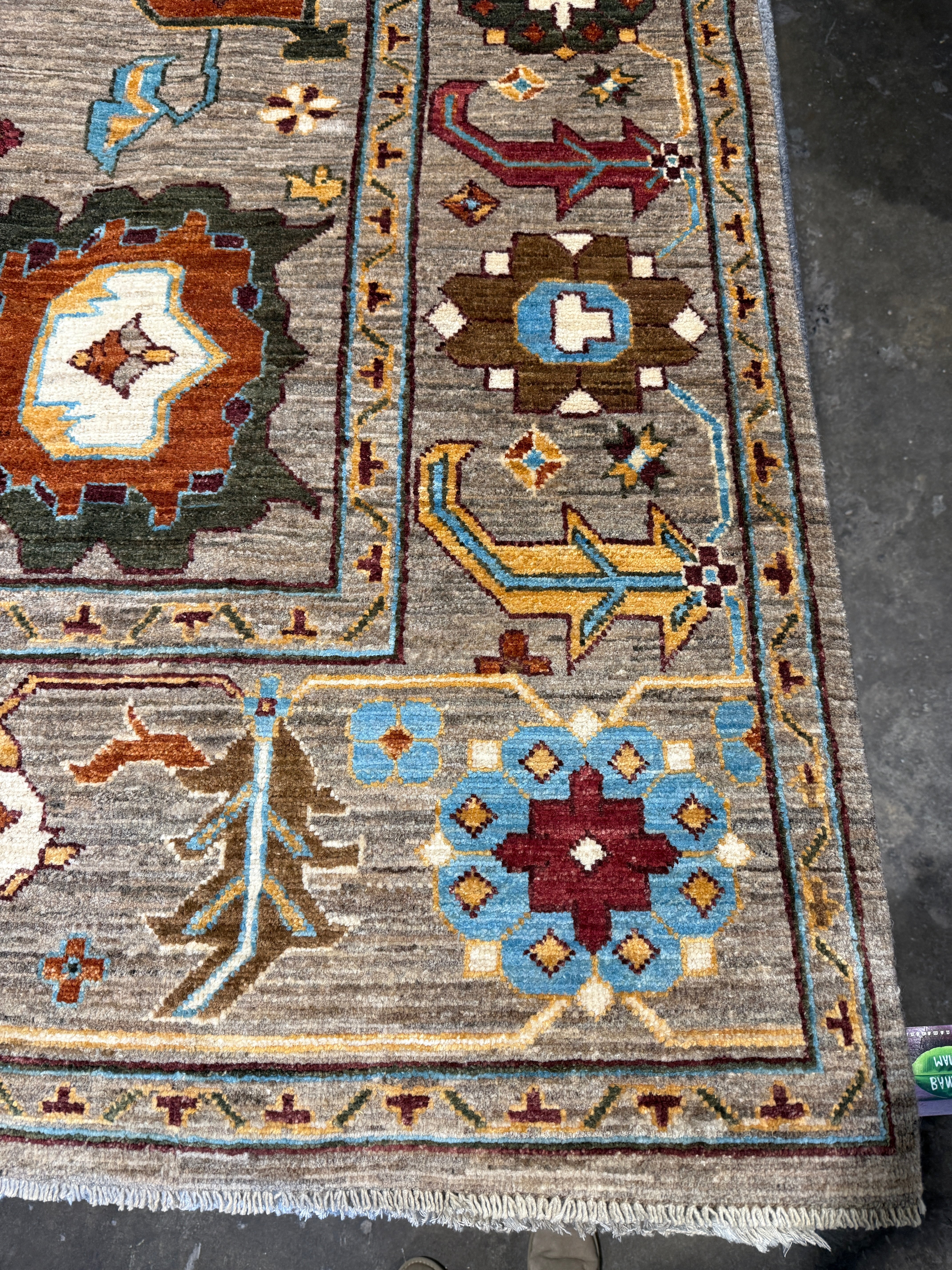 Kali Prasad 7.10x9.11 Afghani Kazak Grey Rug