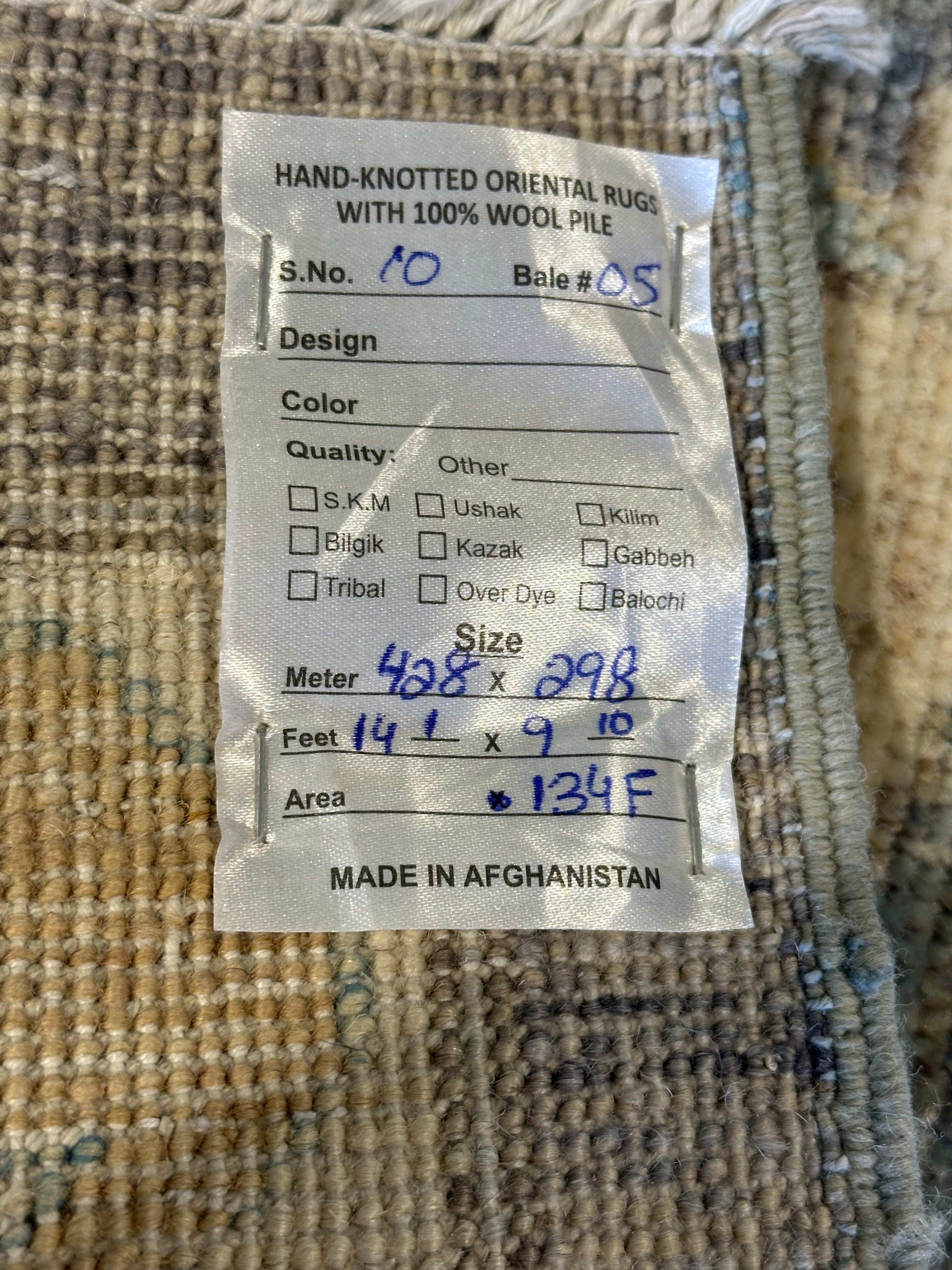 Ashlyn Anderson Gomez 9.10x14.1 Blue Afghani Whitewashed Oushak
