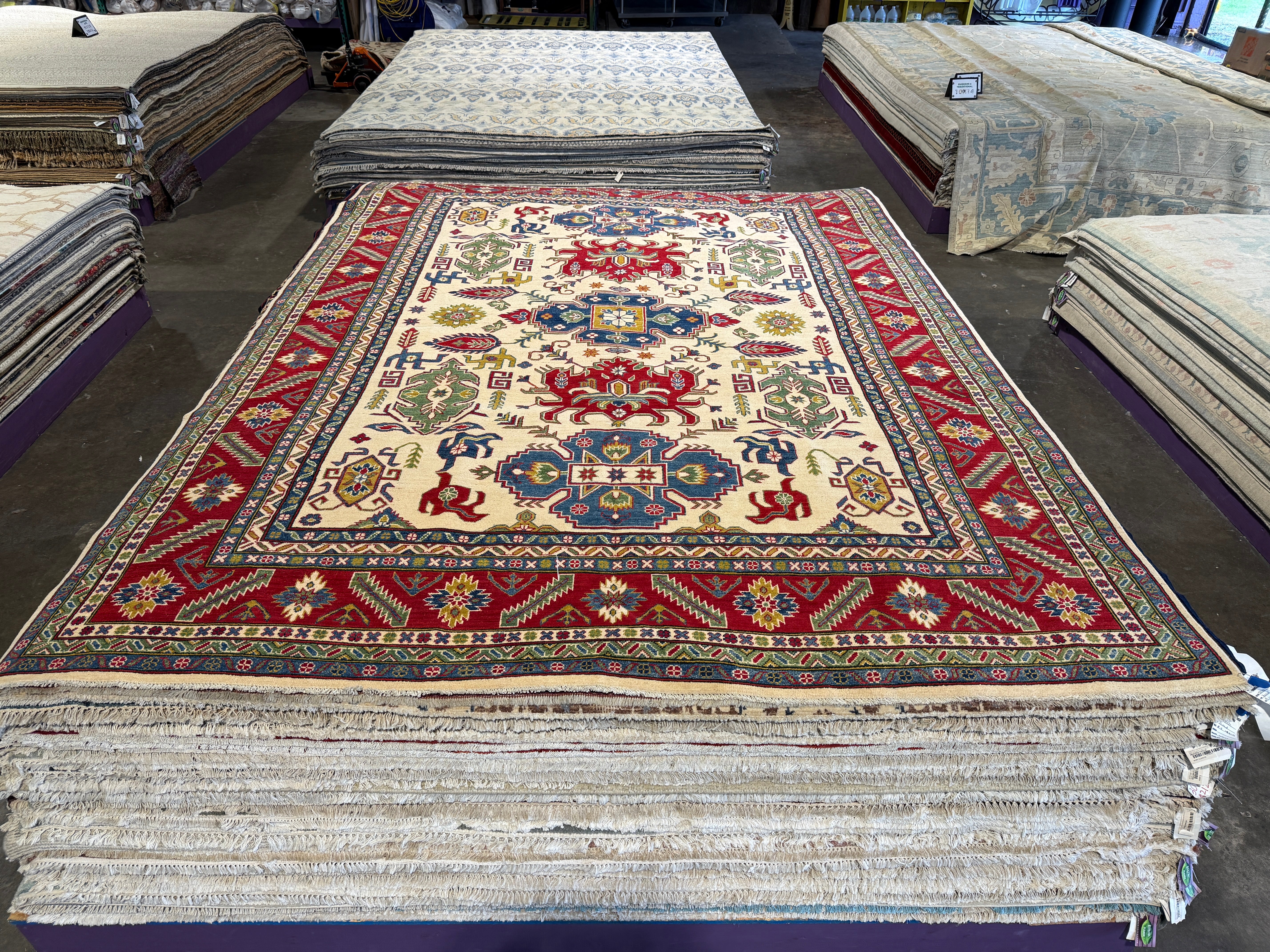 Francesca Reale 8.10x12 Afghani Kazak Red Rug