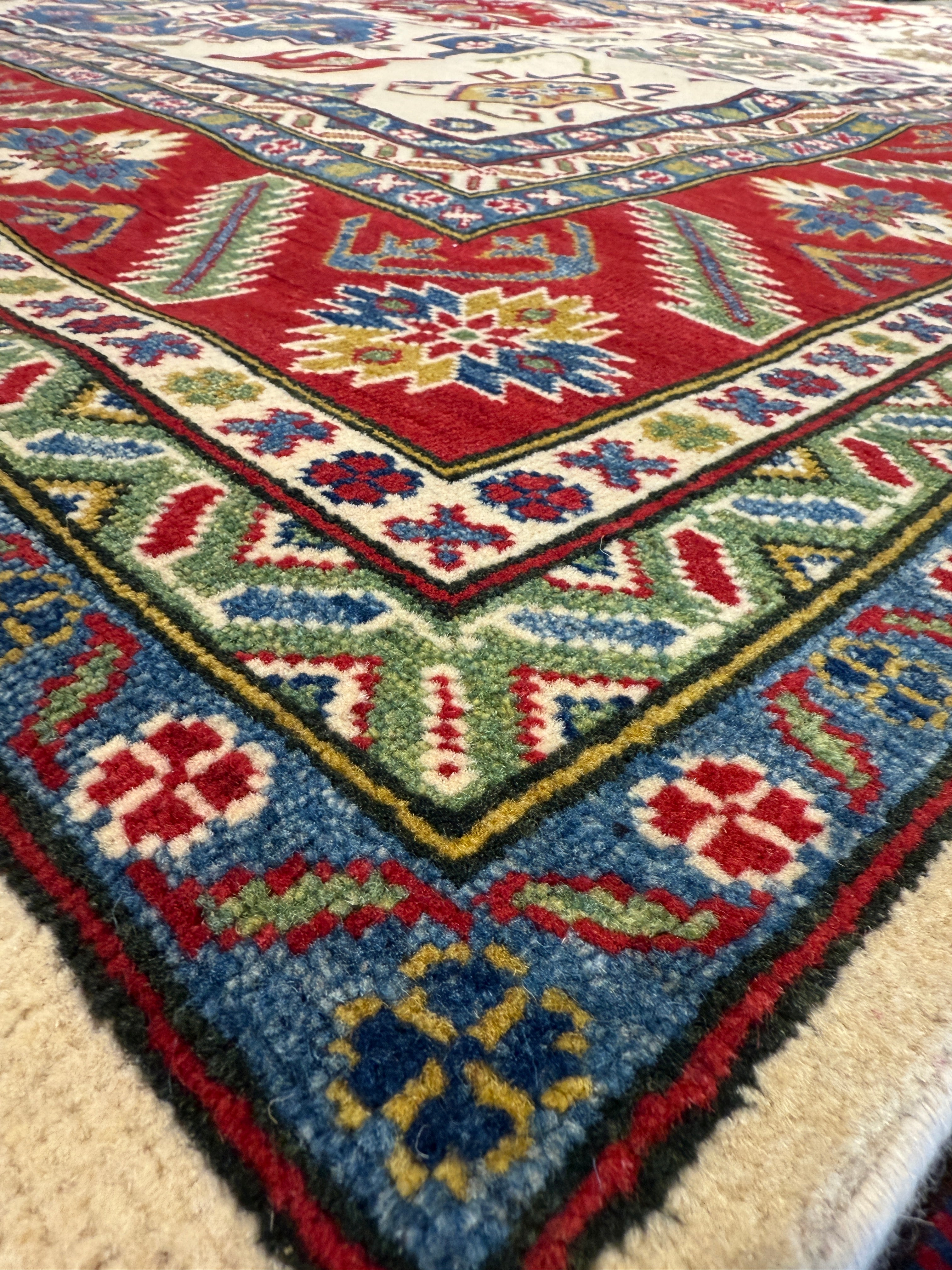 Francesca Reale 8.10x12 Afghani Kazak Red Rug