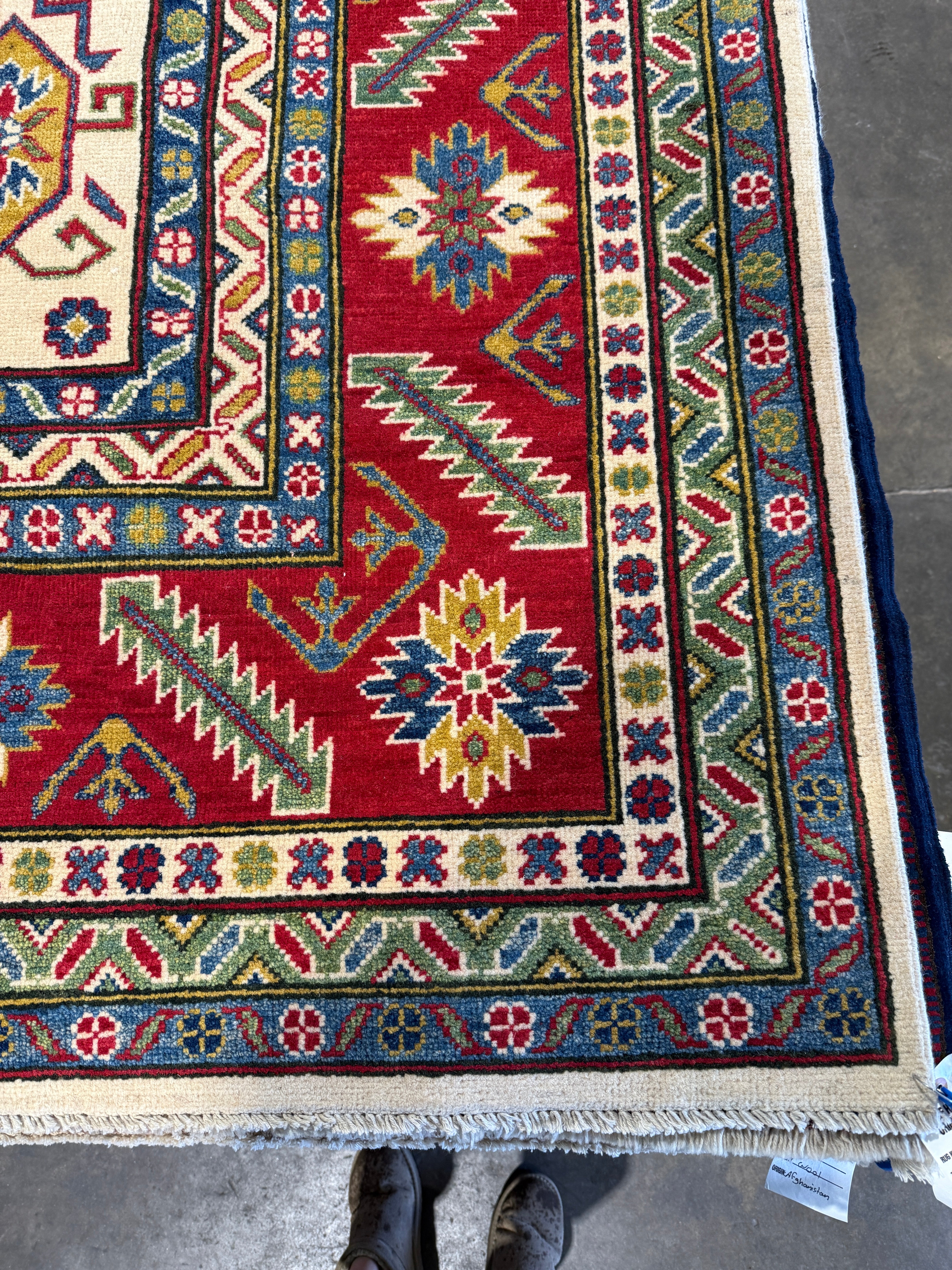 Francesca Reale 8.10x12 Afghani Kazak Red Rug