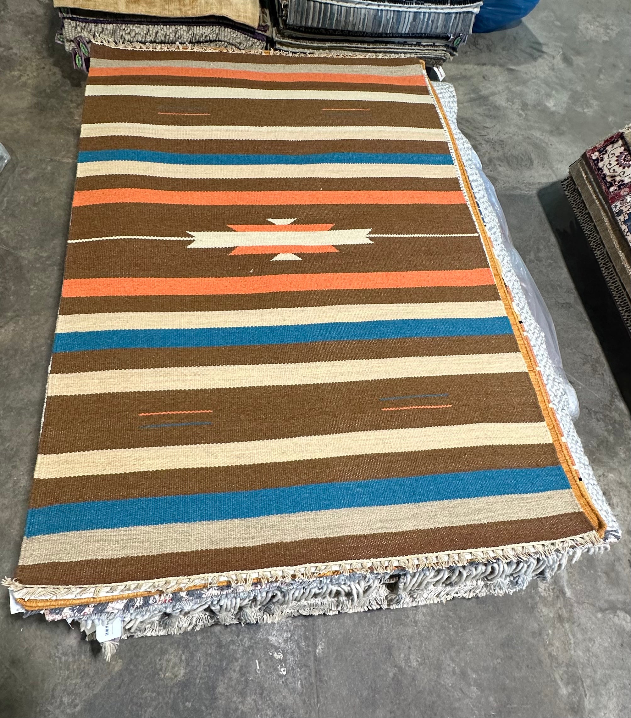 Michael Hitchcock 4x6 Striped Handwoven Durrie Rug (Multiple Colors)