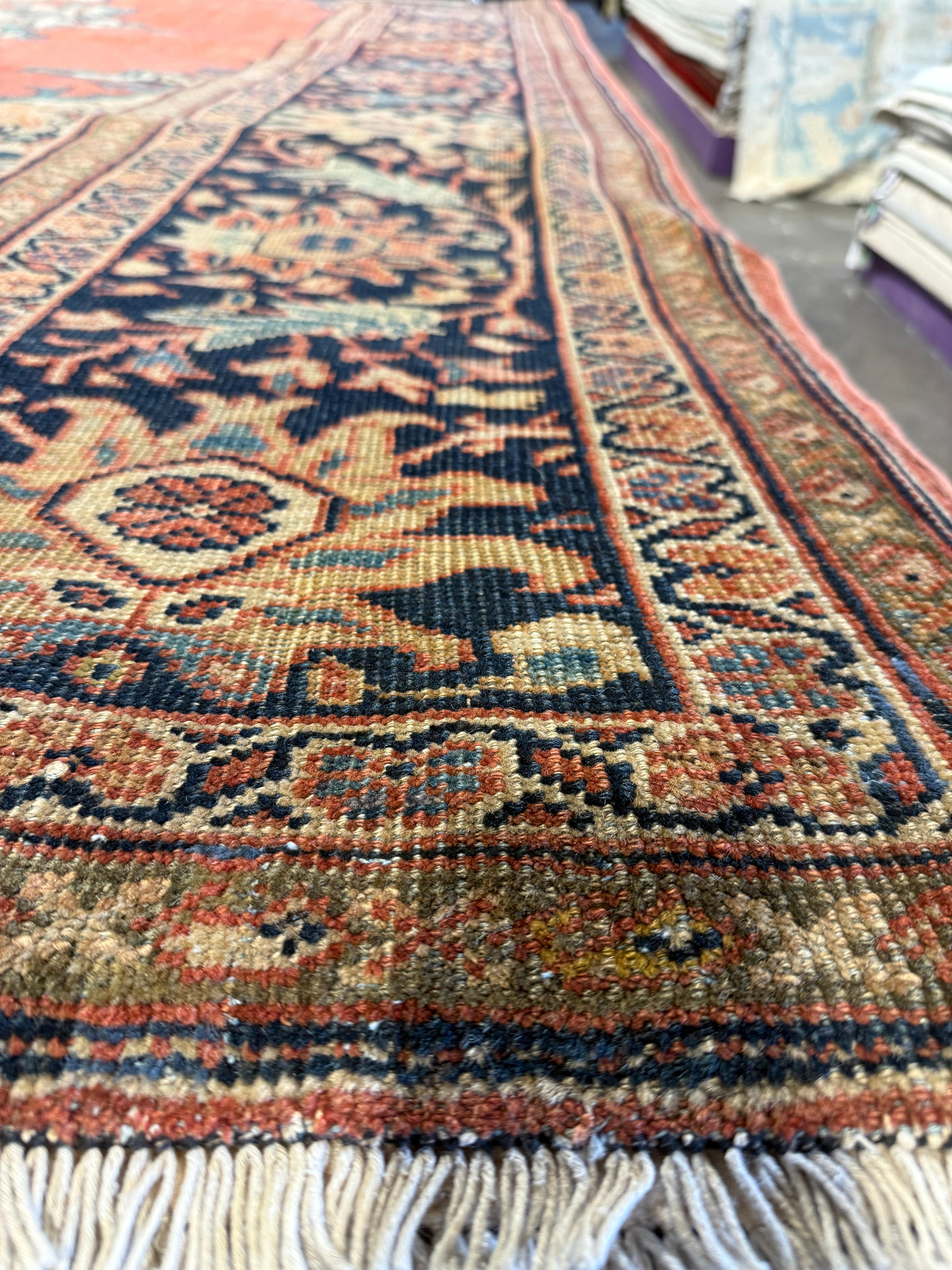 Heather Holloway 8.11x12.4 Iranian Antique Persian Sarapi Orange Rug