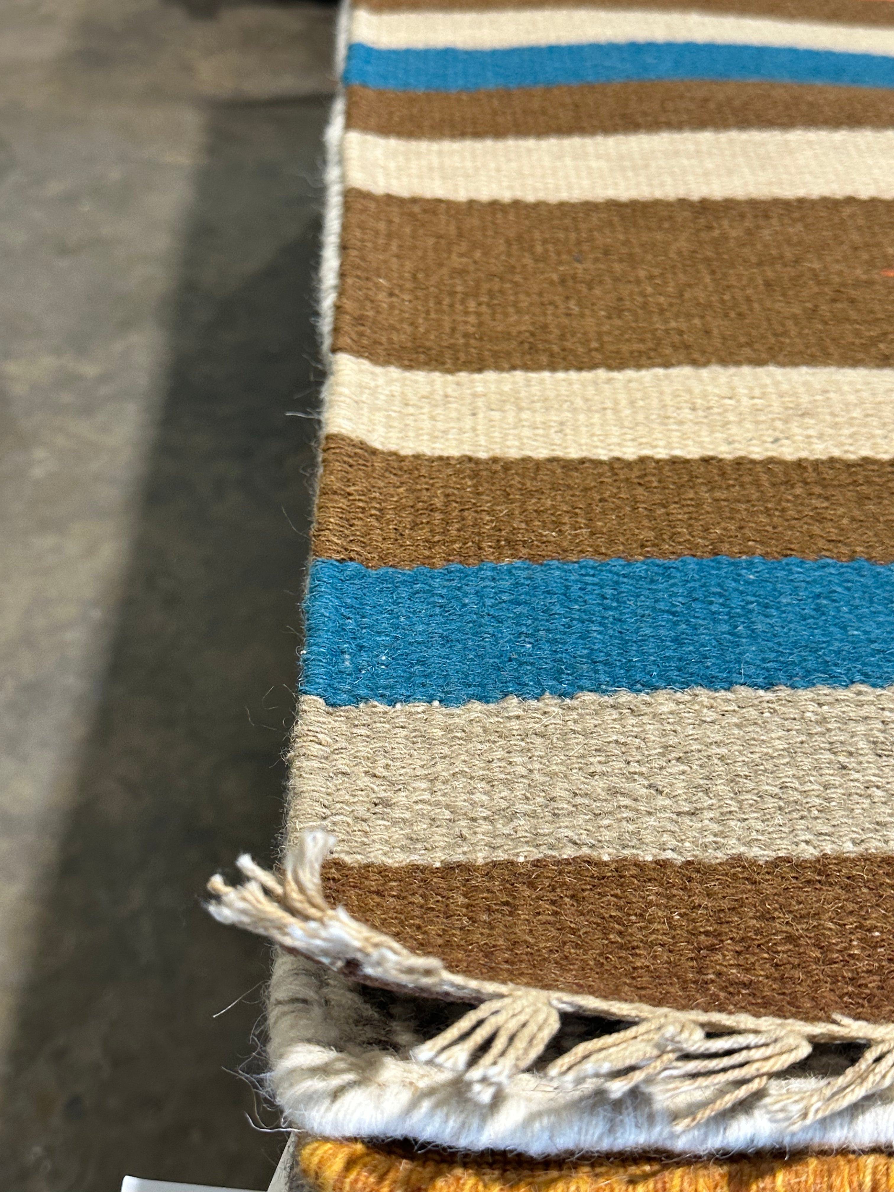 Michael Hitchcock 4x6 Striped Handwoven Durrie Rug (Multiple Colors)