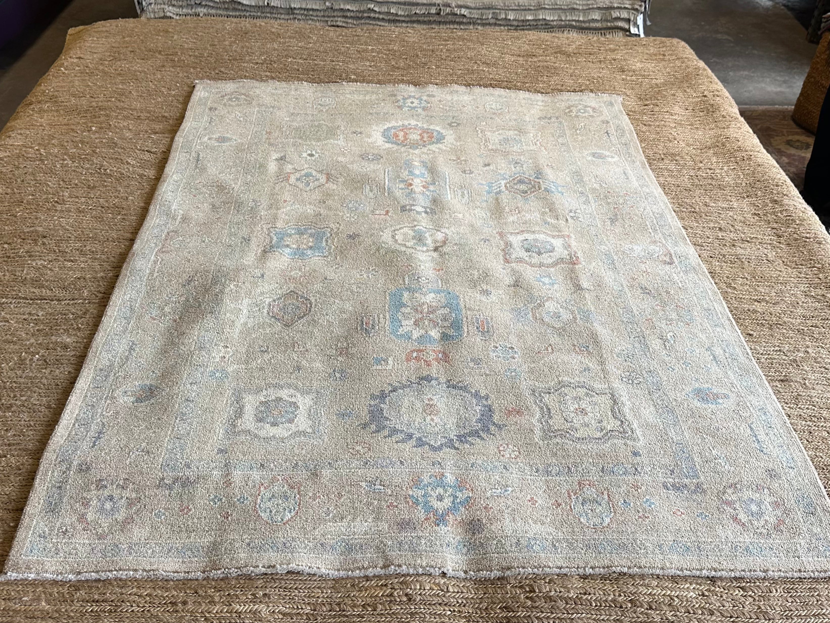 Samara Gonzalez 5.2x7.10 Light Brown Afghani Whitewashed Oushak