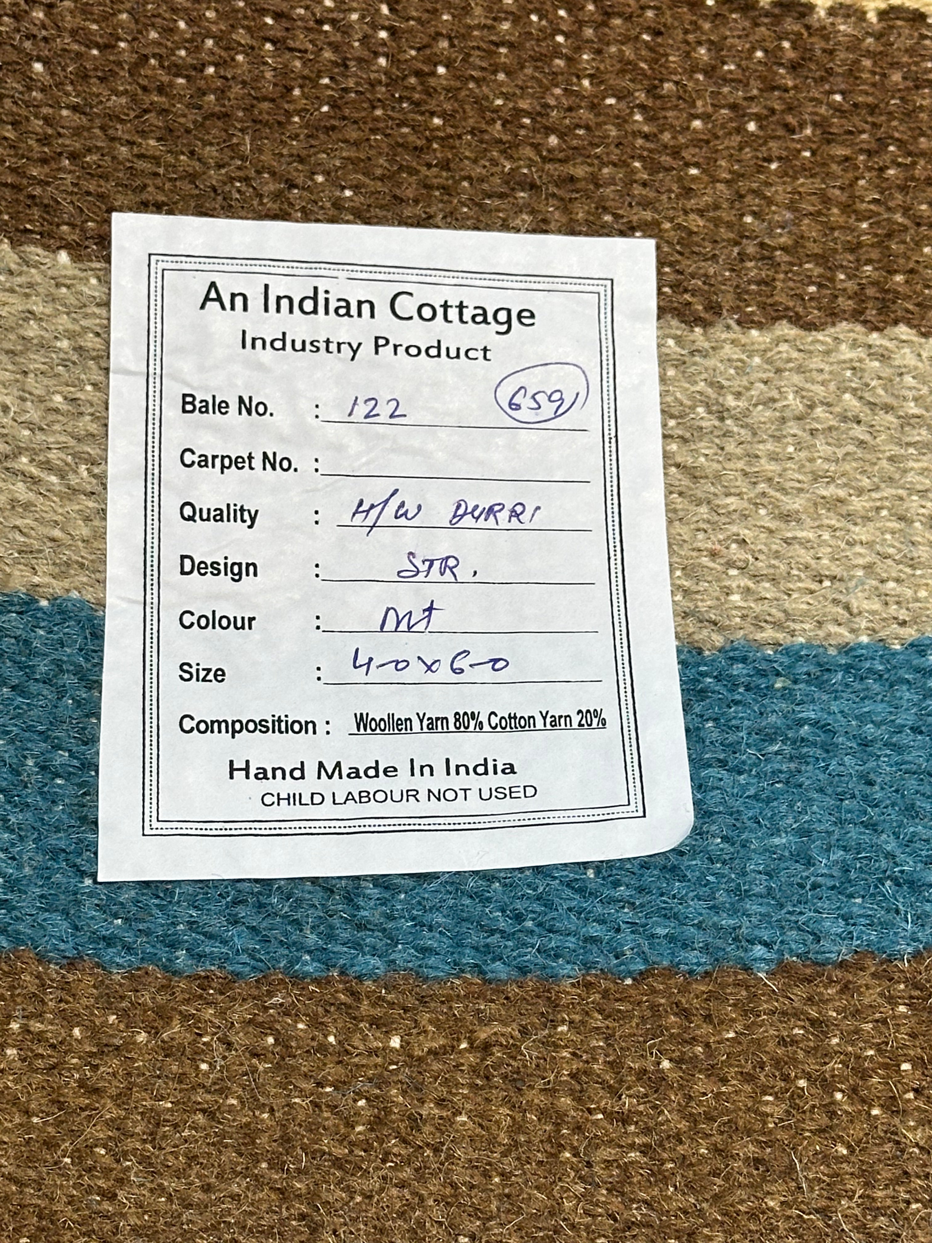 Michael Hitchcock 4x6 Striped Handwoven Durrie Rug (Multiple Colors)
