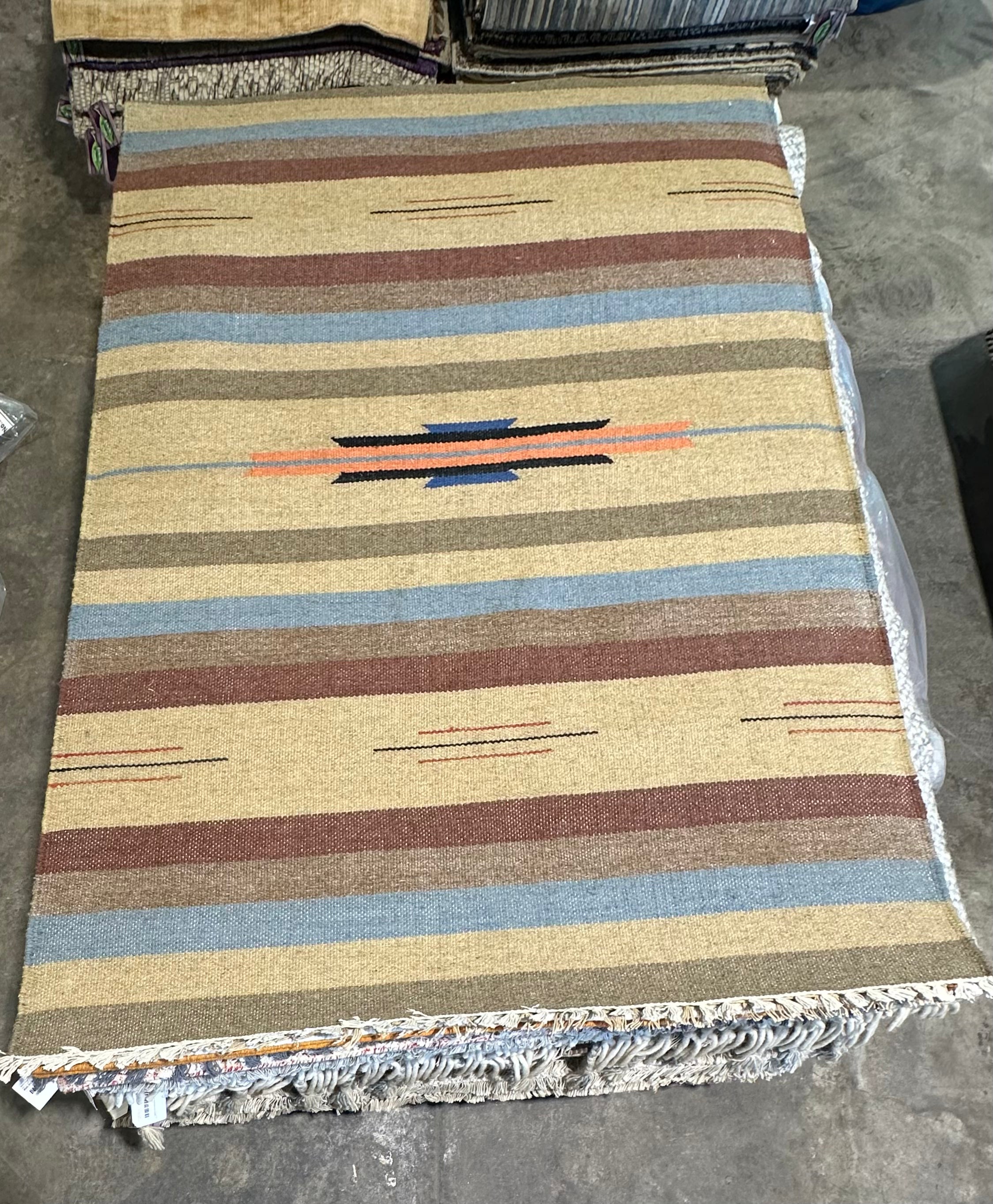 Michael Hitchcock 4x6 Striped Handwoven Durrie Rug (Multiple Colors)