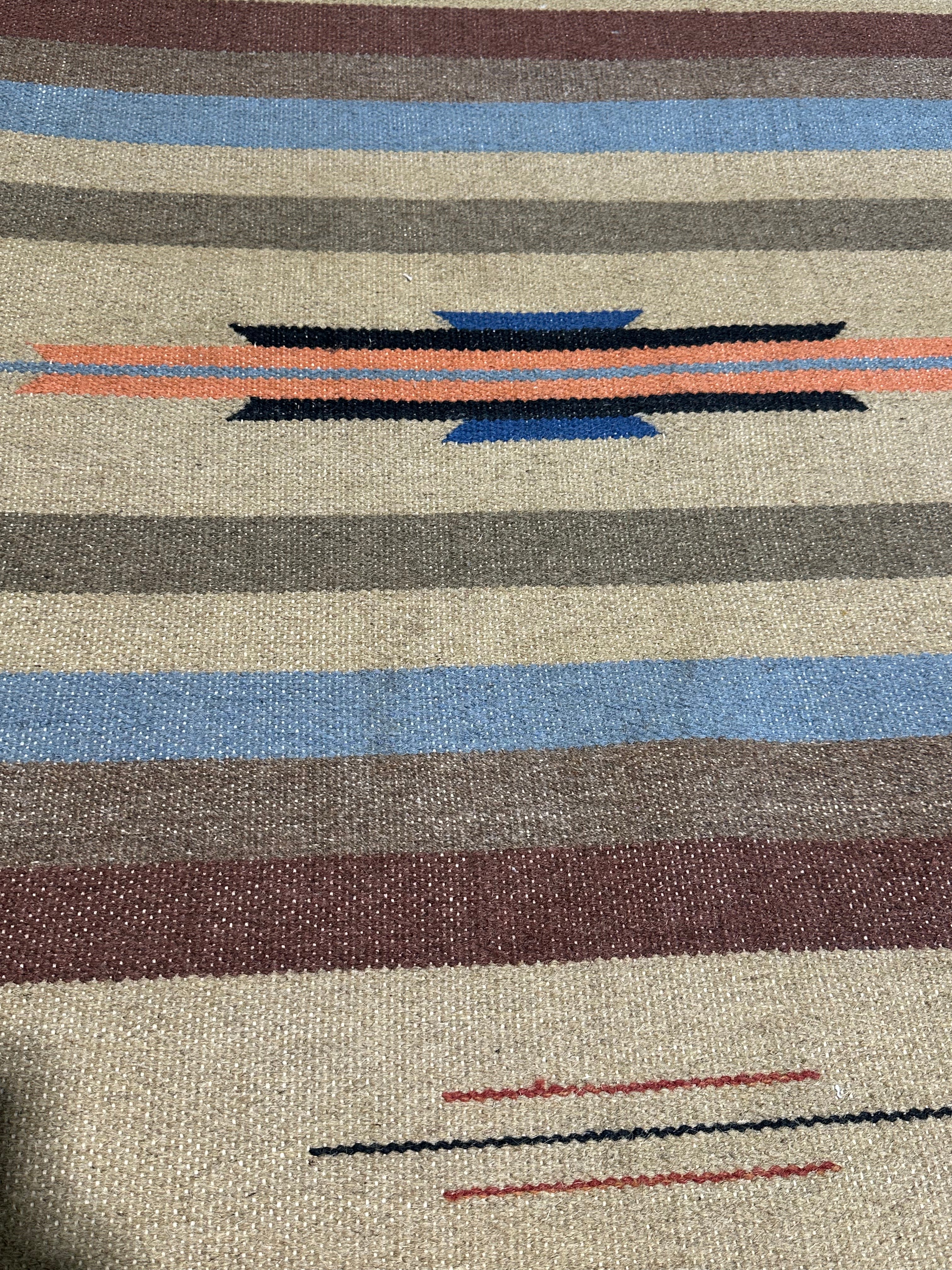 Michael Hitchcock 4x6 Striped Handwoven Durrie Rug (Multiple Colors)