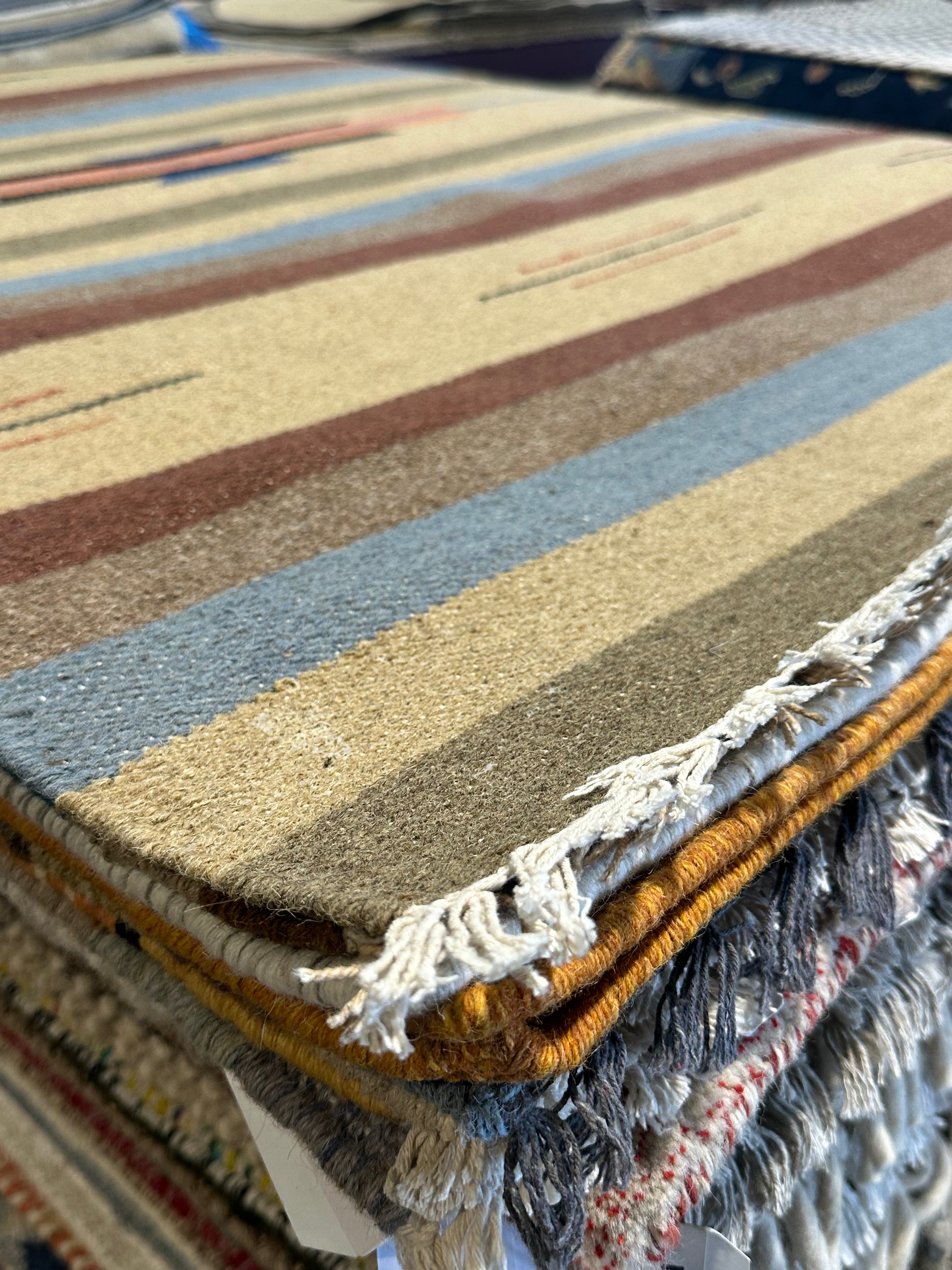 Michael Hitchcock 4x6 Striped Handwoven Durrie Rug (Multiple Colors)