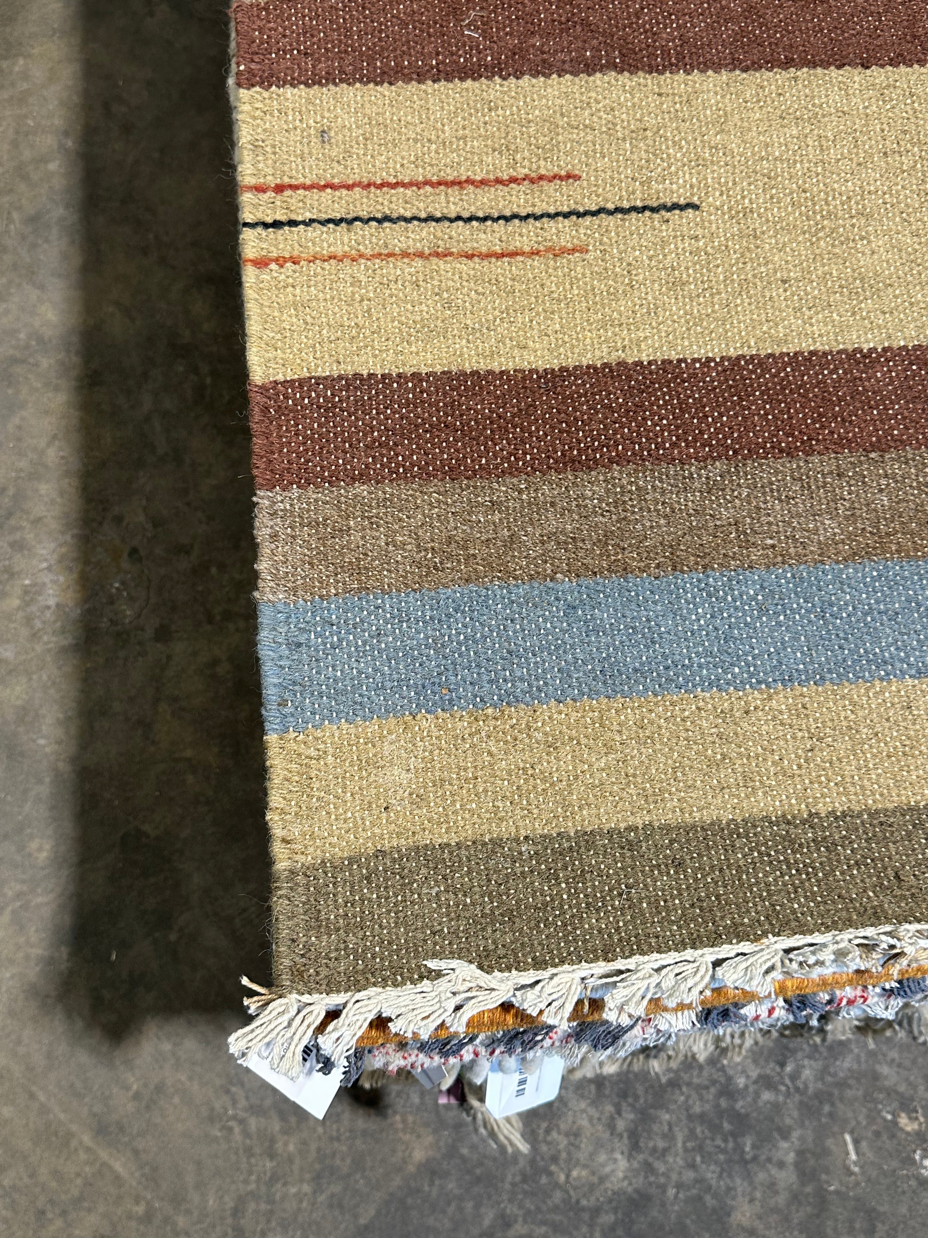 Michael Hitchcock 4x6 Striped Handwoven Durrie Rug (Multiple Colors)