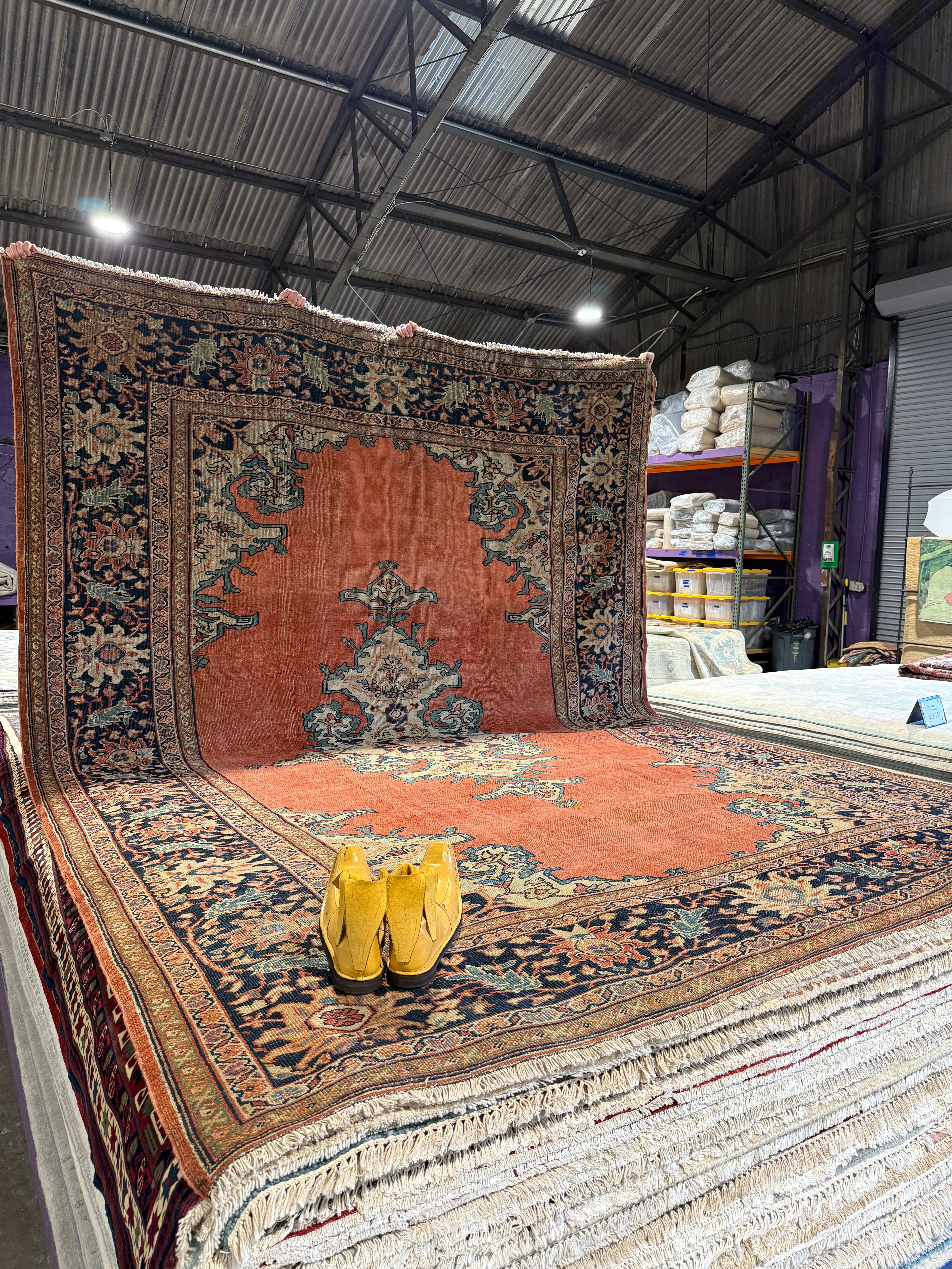 Heather Holloway 8.11x12.4 Iranian Antique Persian Sarapi Orange Rug