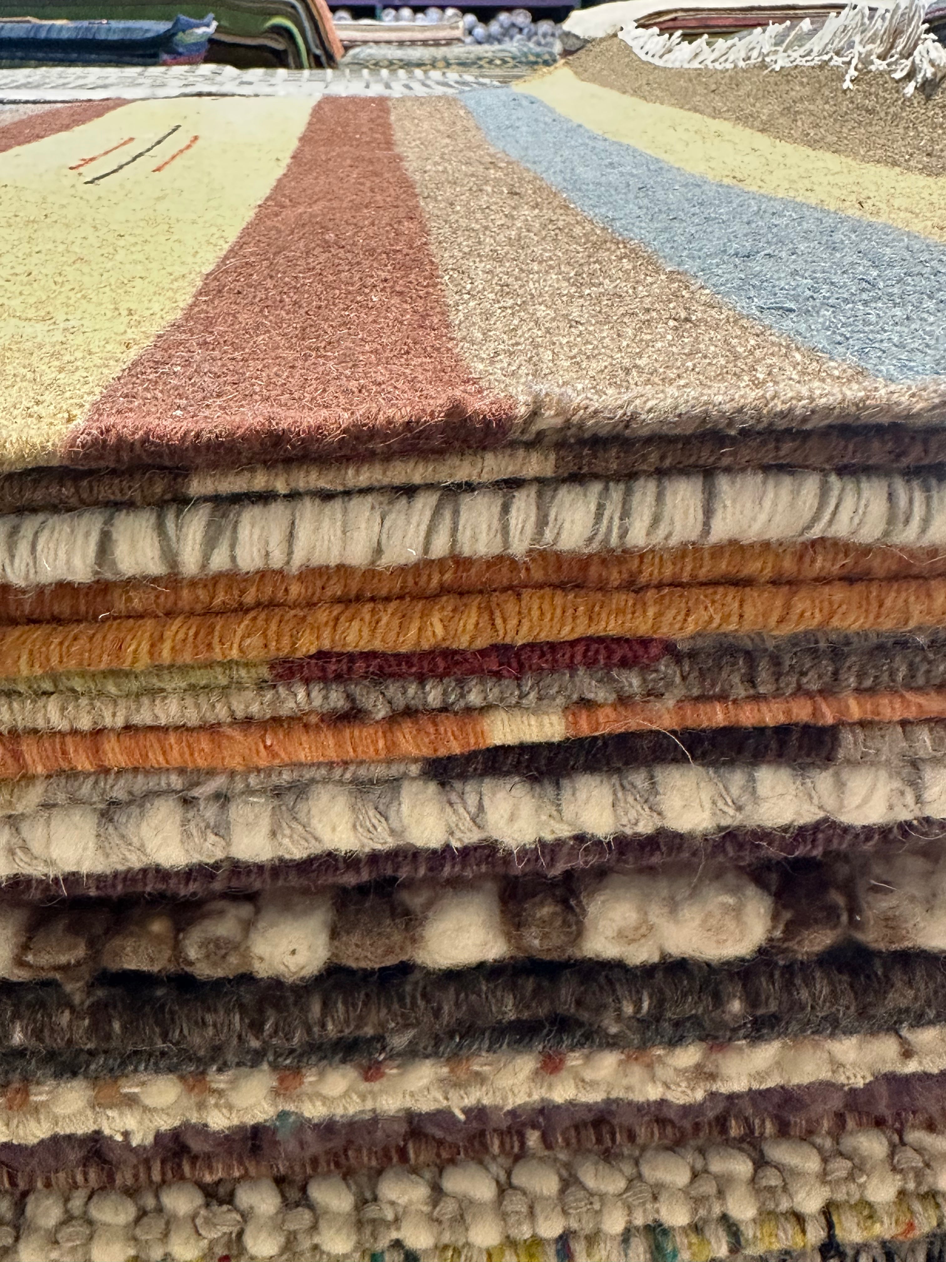 Michael Hitchcock 4x6 Striped Handwoven Durrie Rug (Multiple Colors)