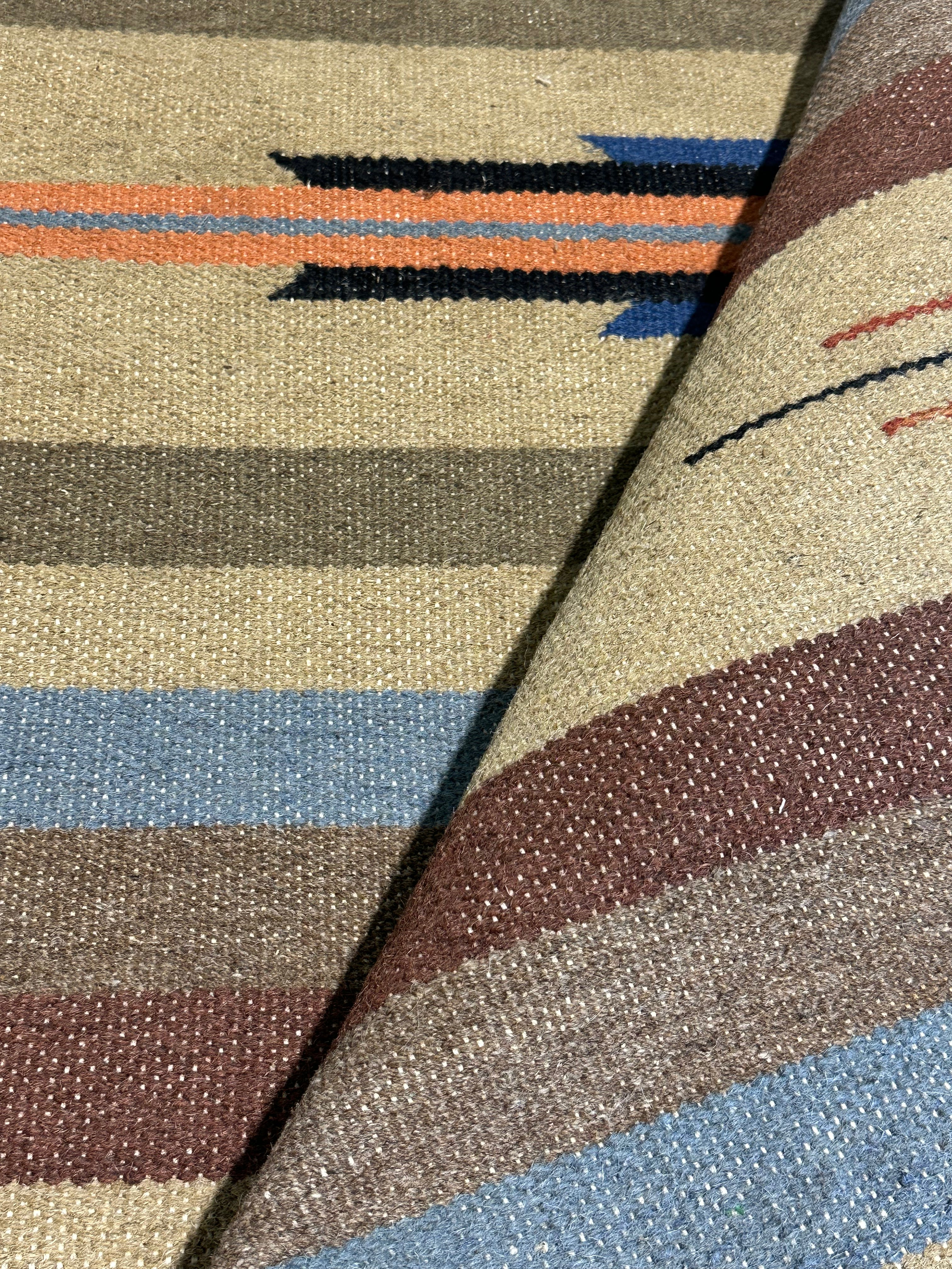 Michael Hitchcock 4x6 Striped Handwoven Durrie Rug (Multiple Colors)