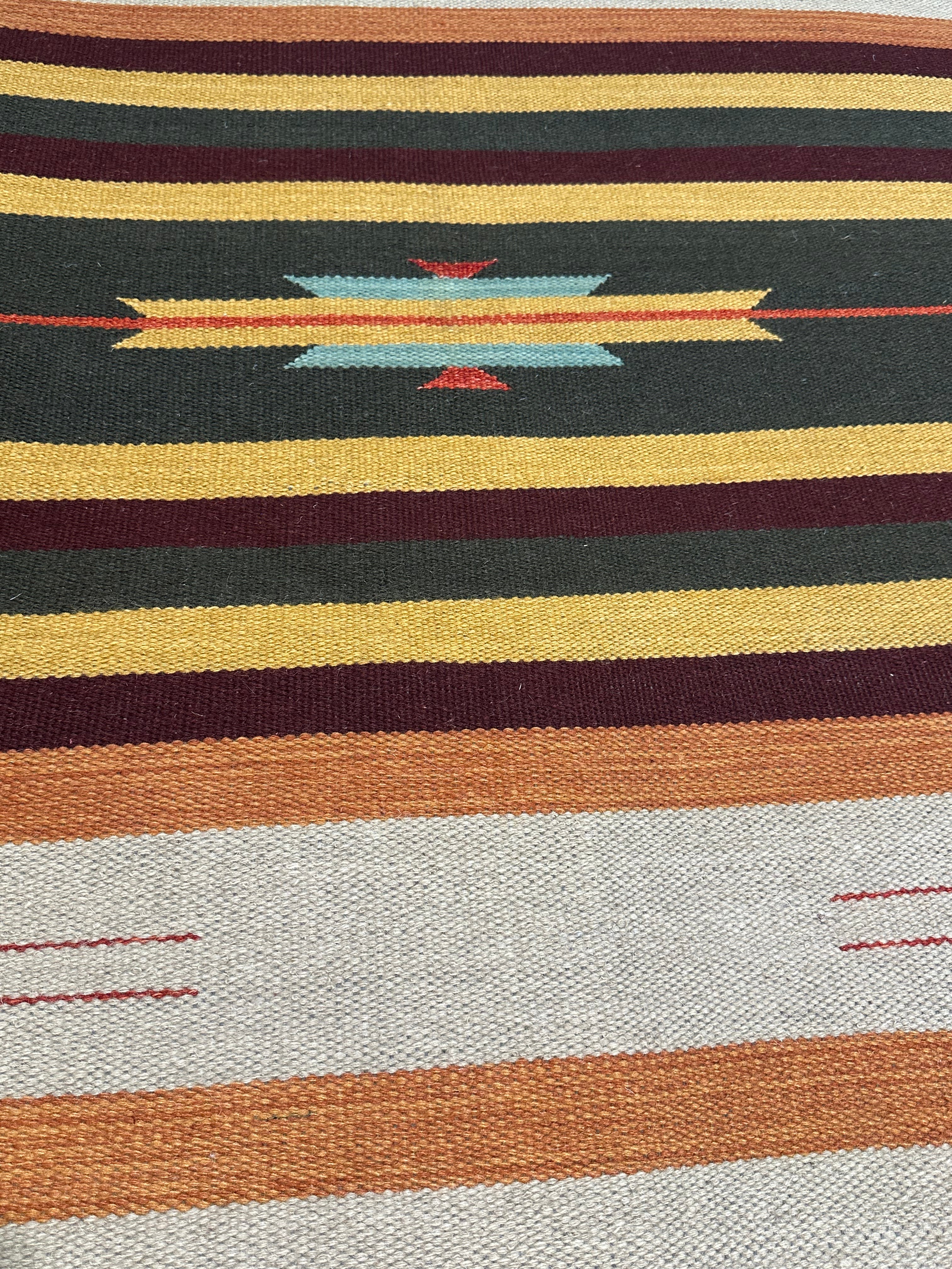 Michael Hitchcock 4x6 Striped Handwoven Durrie Rug (Multiple Colors)