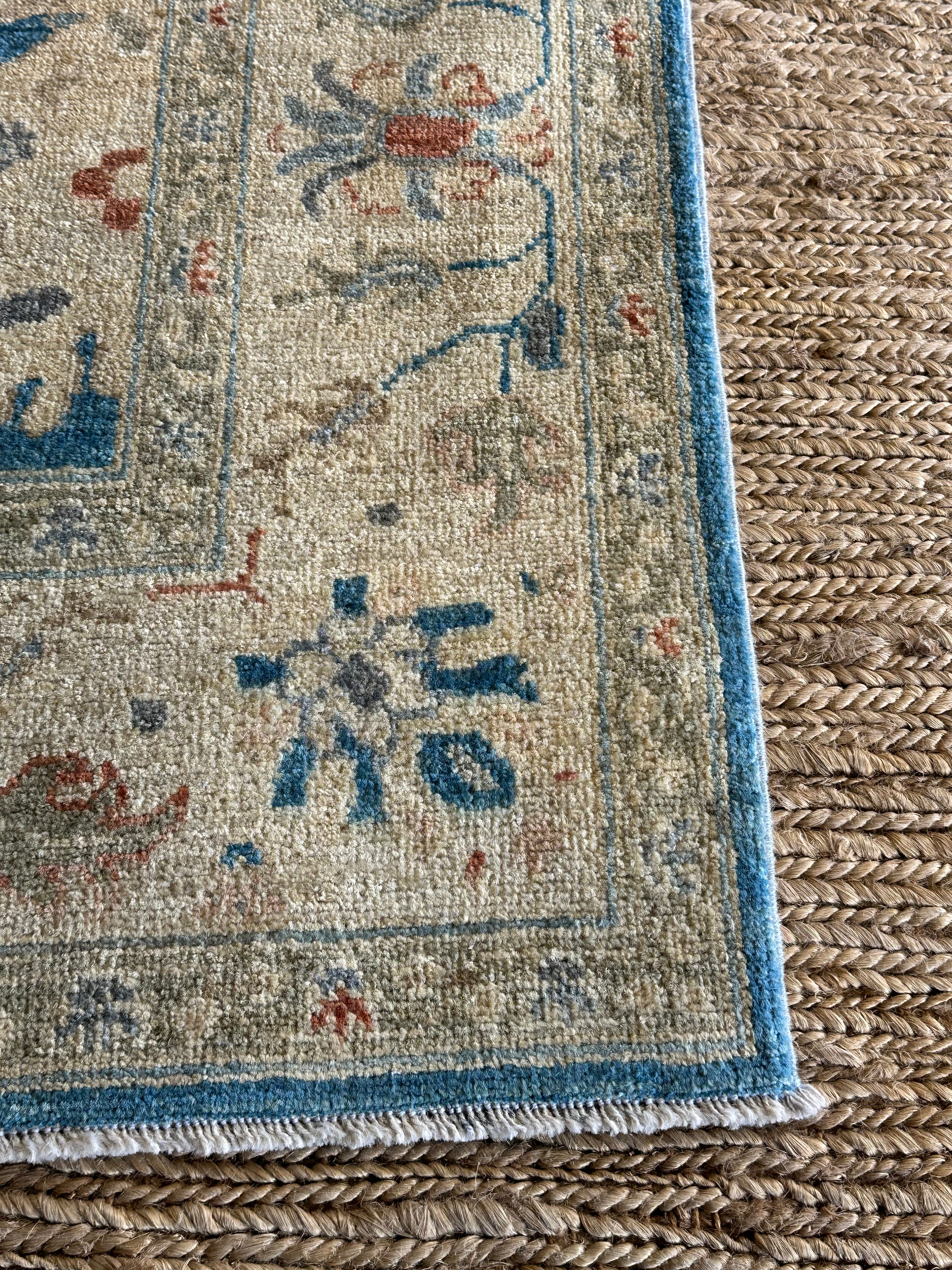 Jasmine King 5.3x7.11 Blue Afghani Whitewashed Oushak