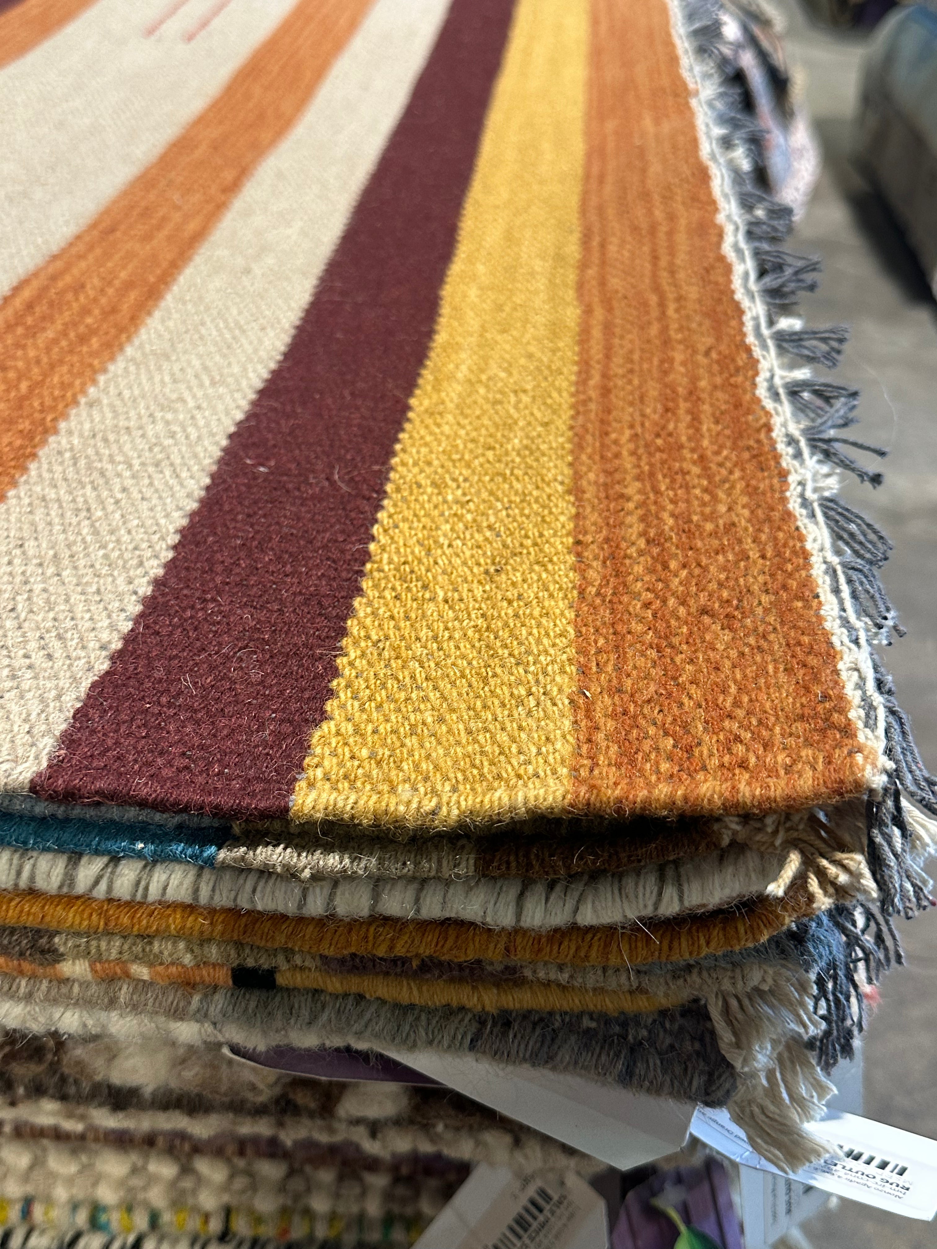 Michael Hitchcock 4x6 Striped Handwoven Durrie Rug (Multiple Colors)