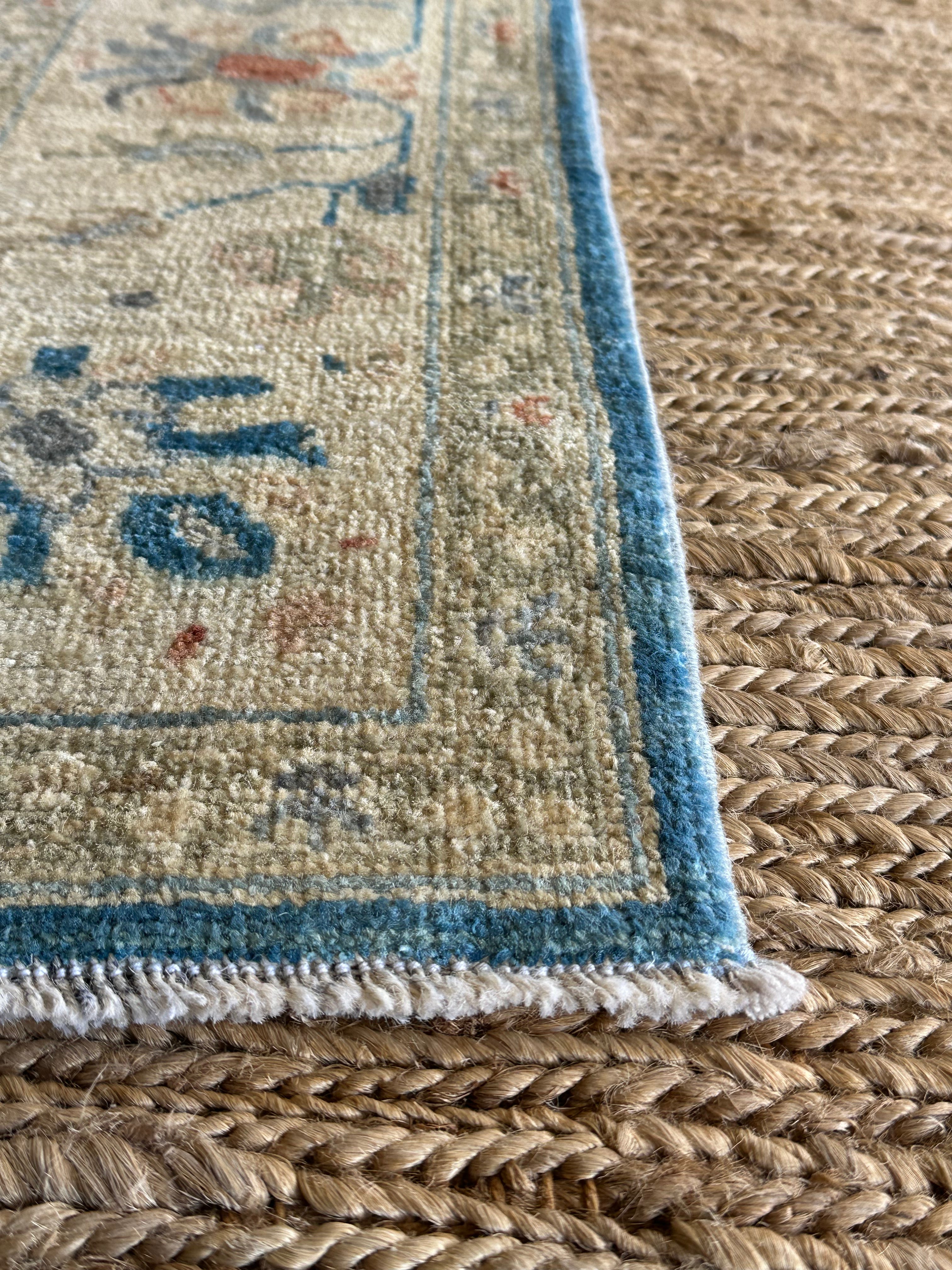 Jasmine King 5.3x7.11 Blue Afghani Whitewashed Oushak
