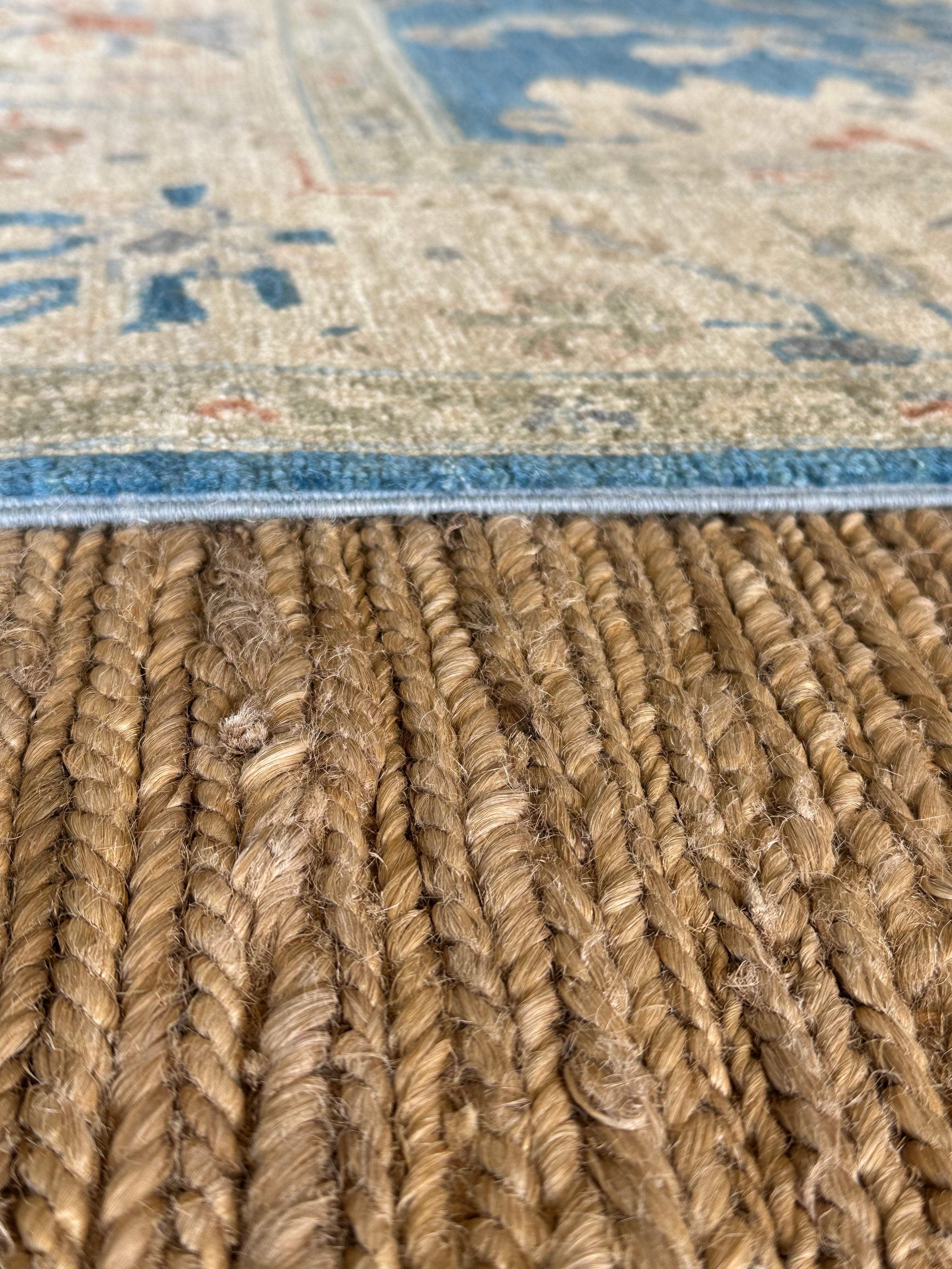 Jasmine King 5.3x7.11 Blue Afghani Whitewashed Oushak