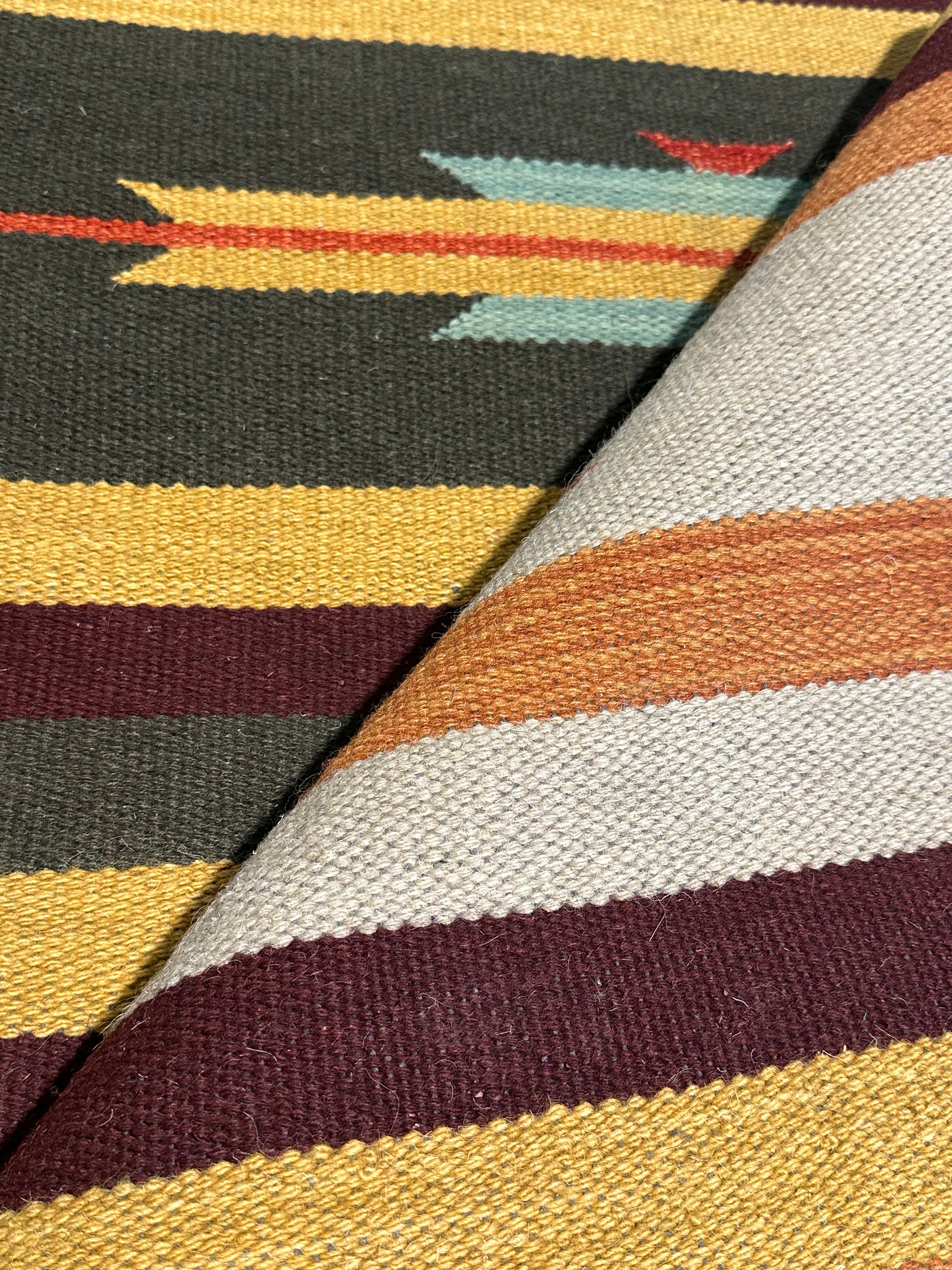 Michael Hitchcock 4x6 Striped Handwoven Durrie Rug (Multiple Colors)