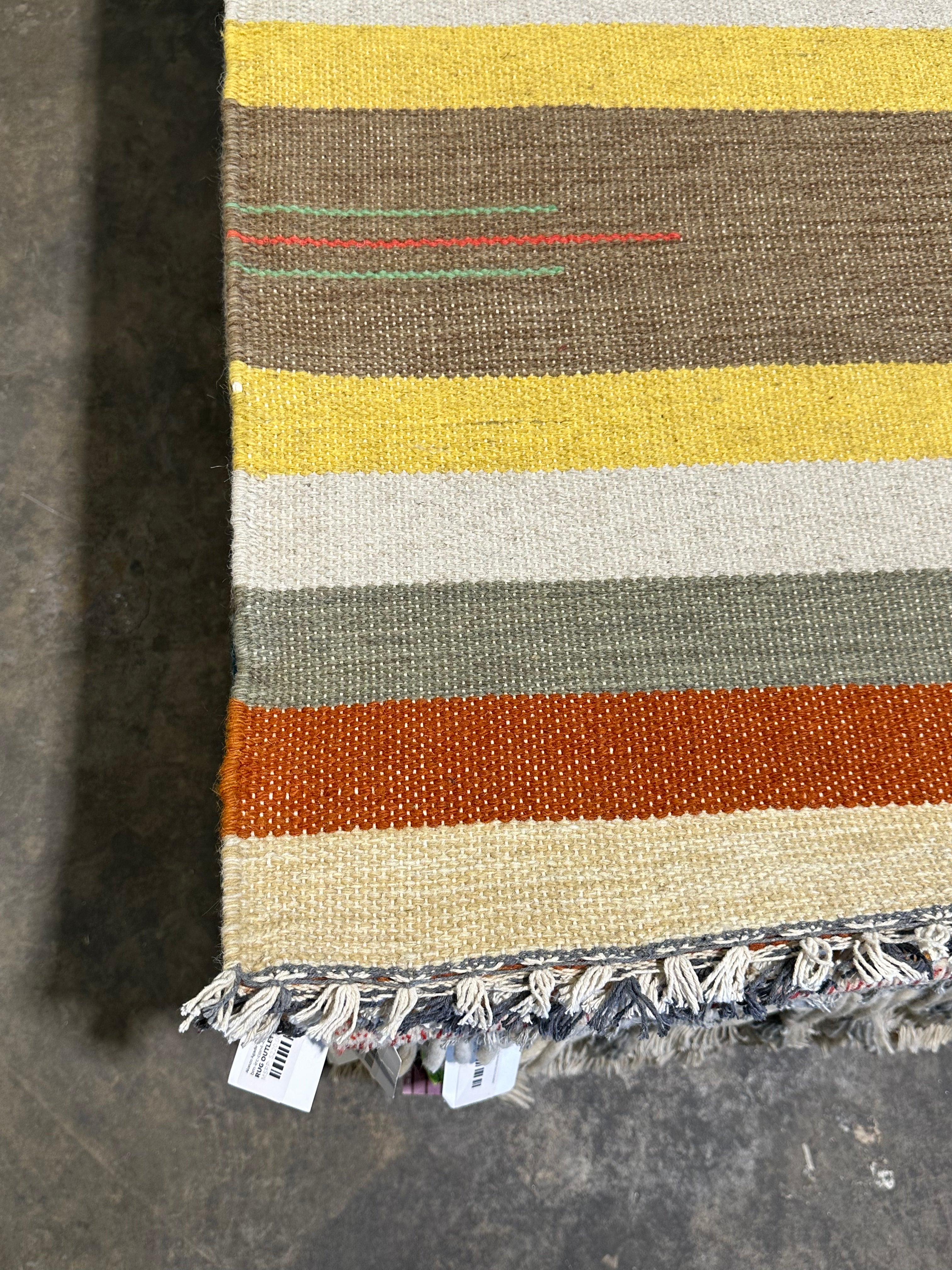 Michael Hitchcock 4x6 Striped Handwoven Durrie Rug (Multiple Colors)