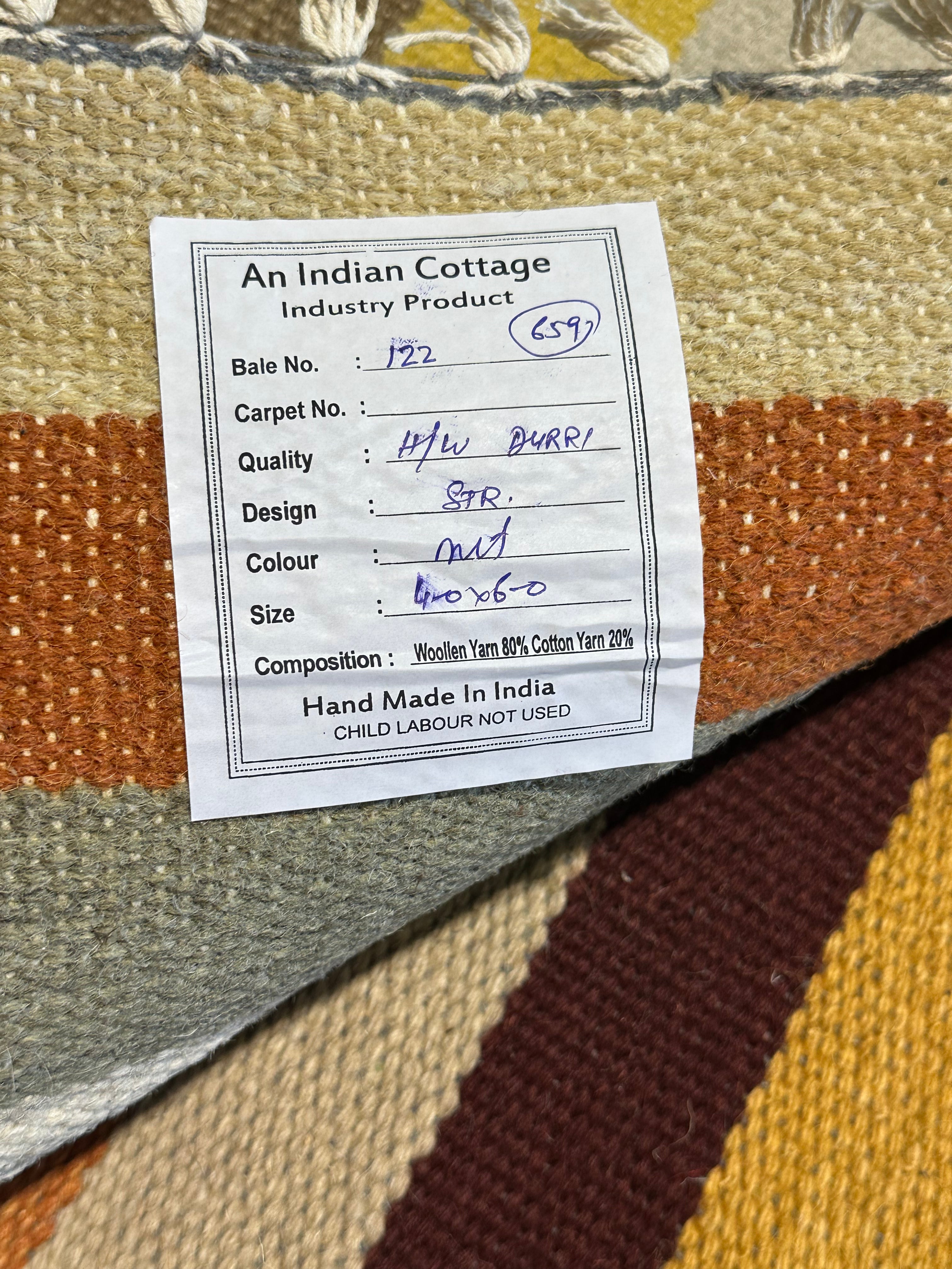 Michael Hitchcock 4x6 Striped Handwoven Durrie Rug (Multiple Colors)