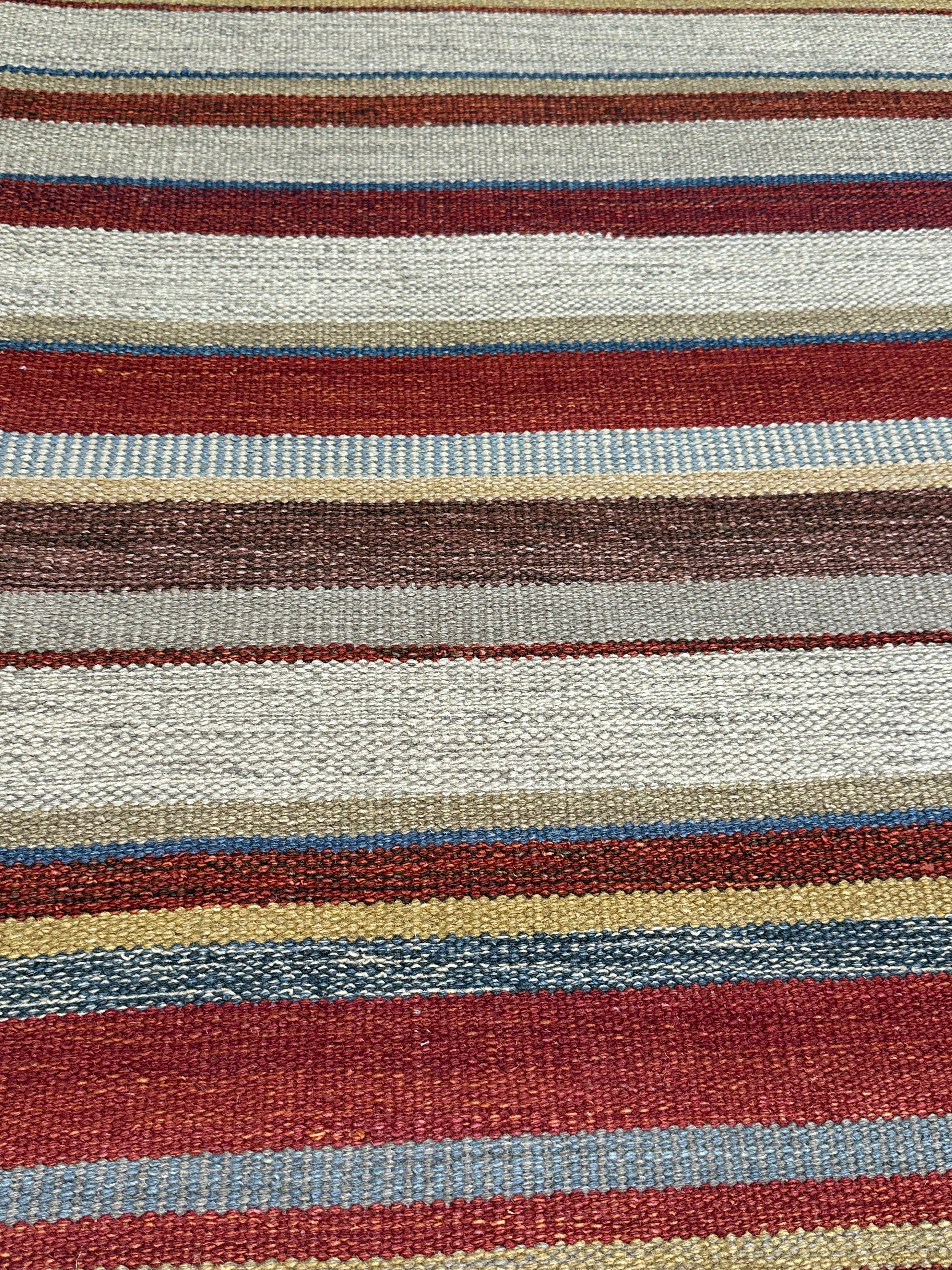 Michael Hitchcock 4x6 Striped Handwoven Durrie Rug (Multiple Colors)