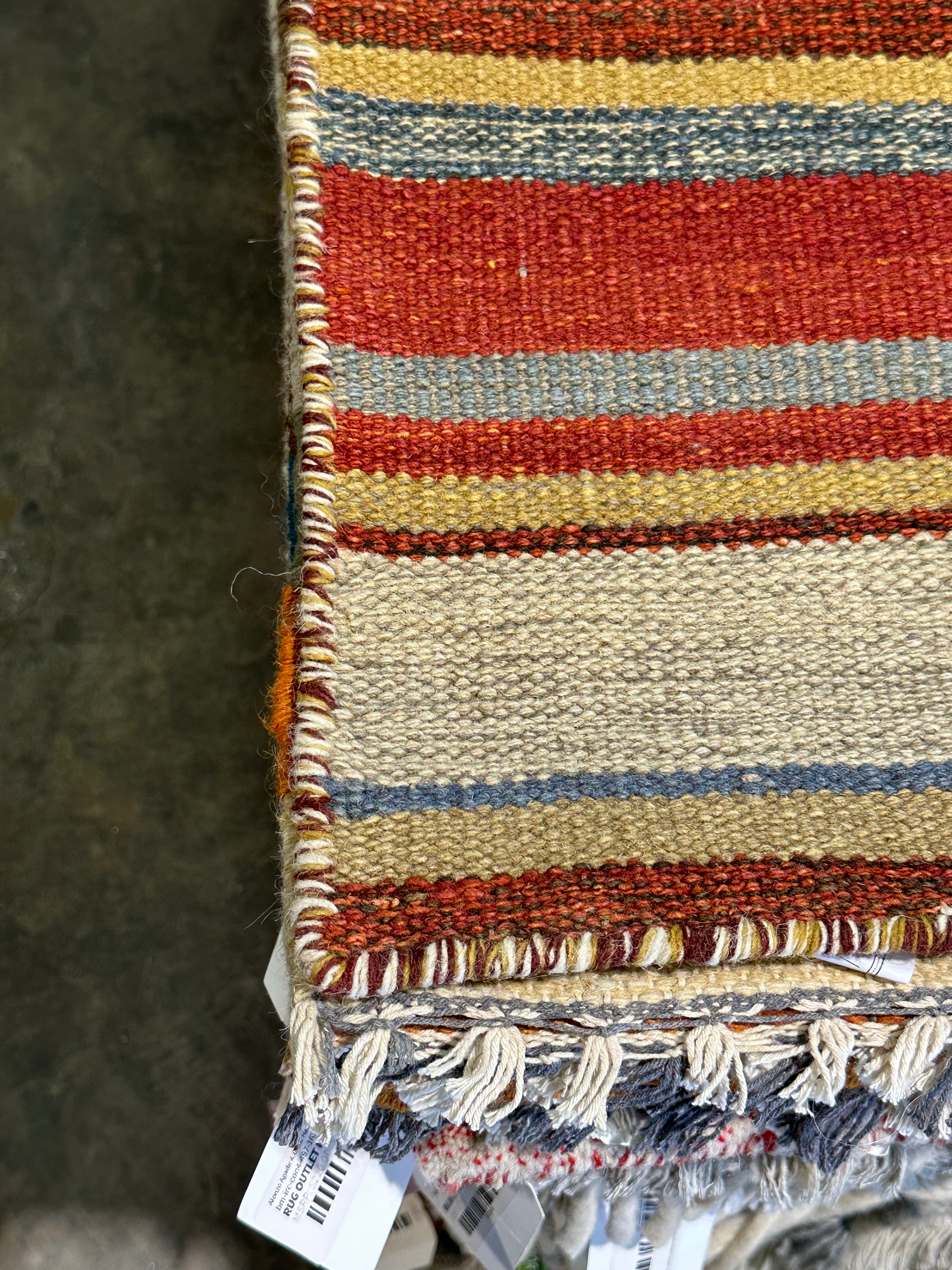 Michael Hitchcock 4x6 Striped Handwoven Durrie Rug (Multiple Colors)