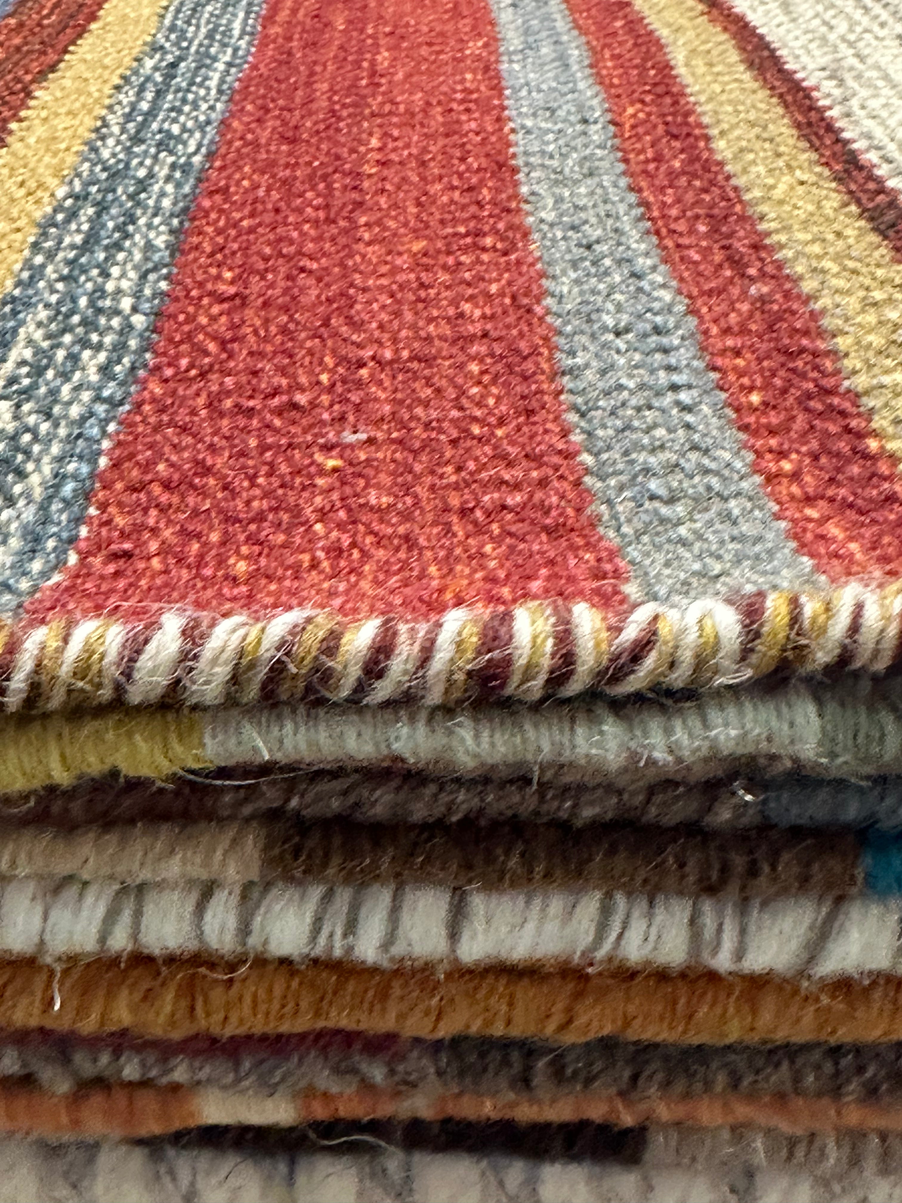 Michael Hitchcock 4x6 Striped Handwoven Durrie Rug (Multiple Colors)