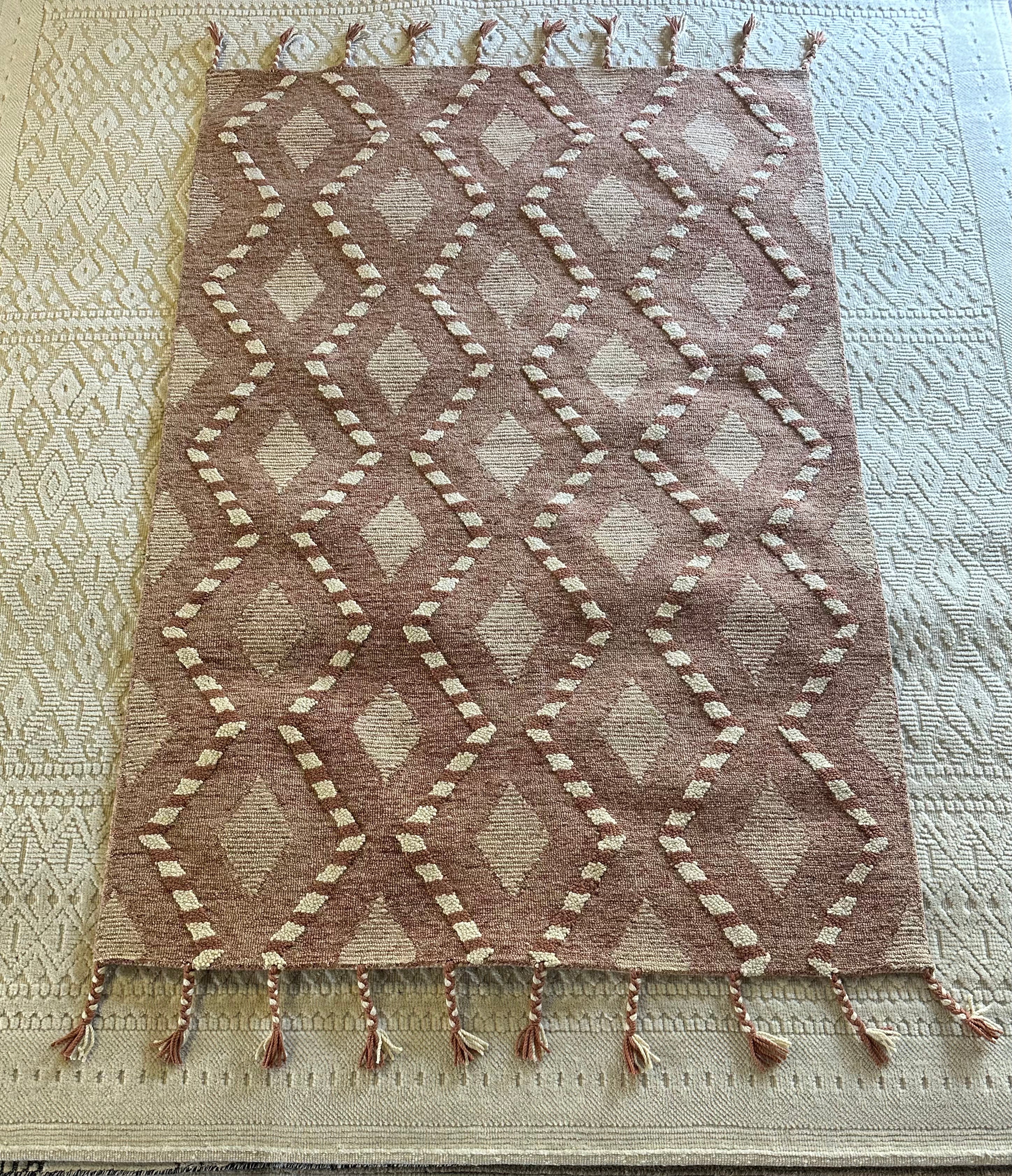 Birgitte Hjort Sorensen 5x7.6 Rust and Beige Hand-Tufted Rug