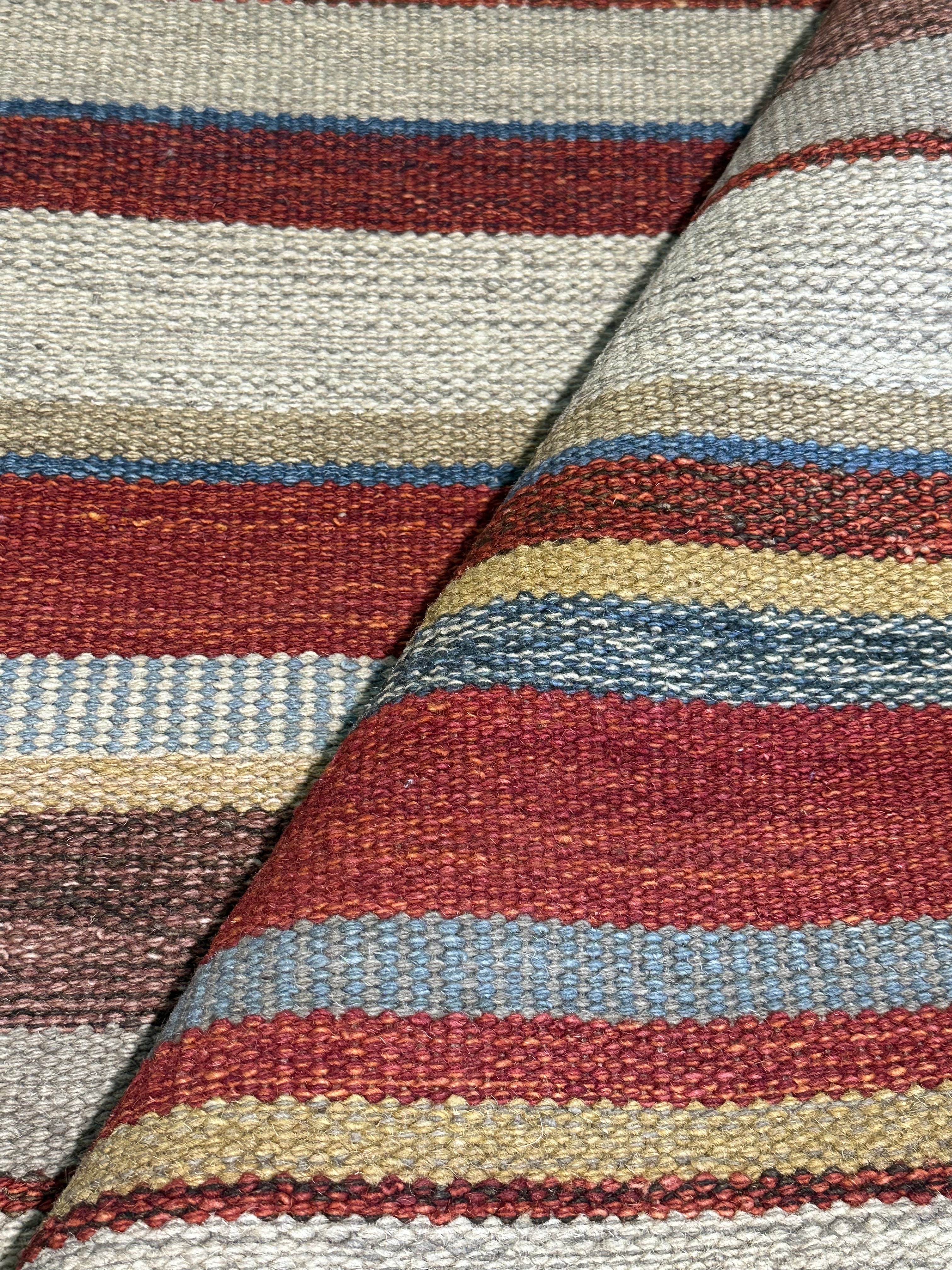 Michael Hitchcock 4x6 Striped Handwoven Durrie Rug (Multiple Colors)