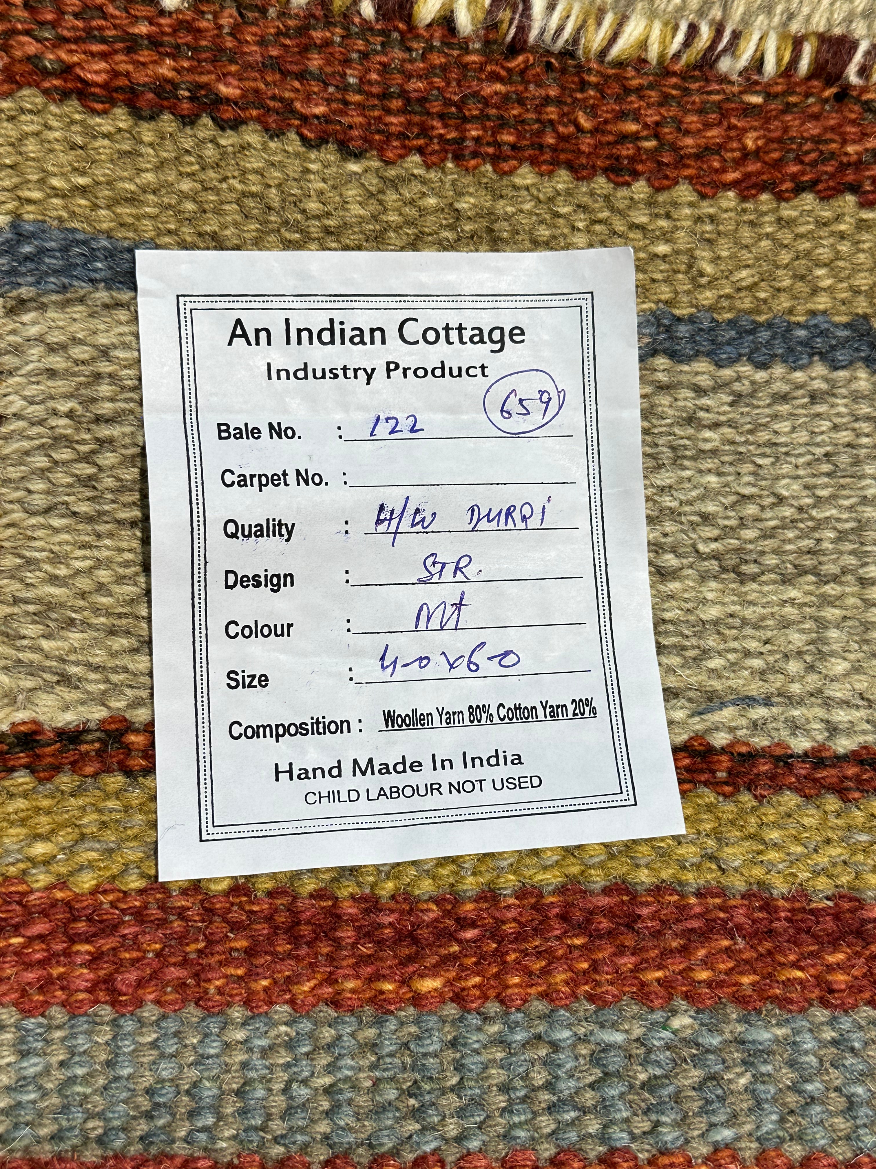 Michael Hitchcock 4x6 Striped Handwoven Durrie Rug (Multiple Colors)