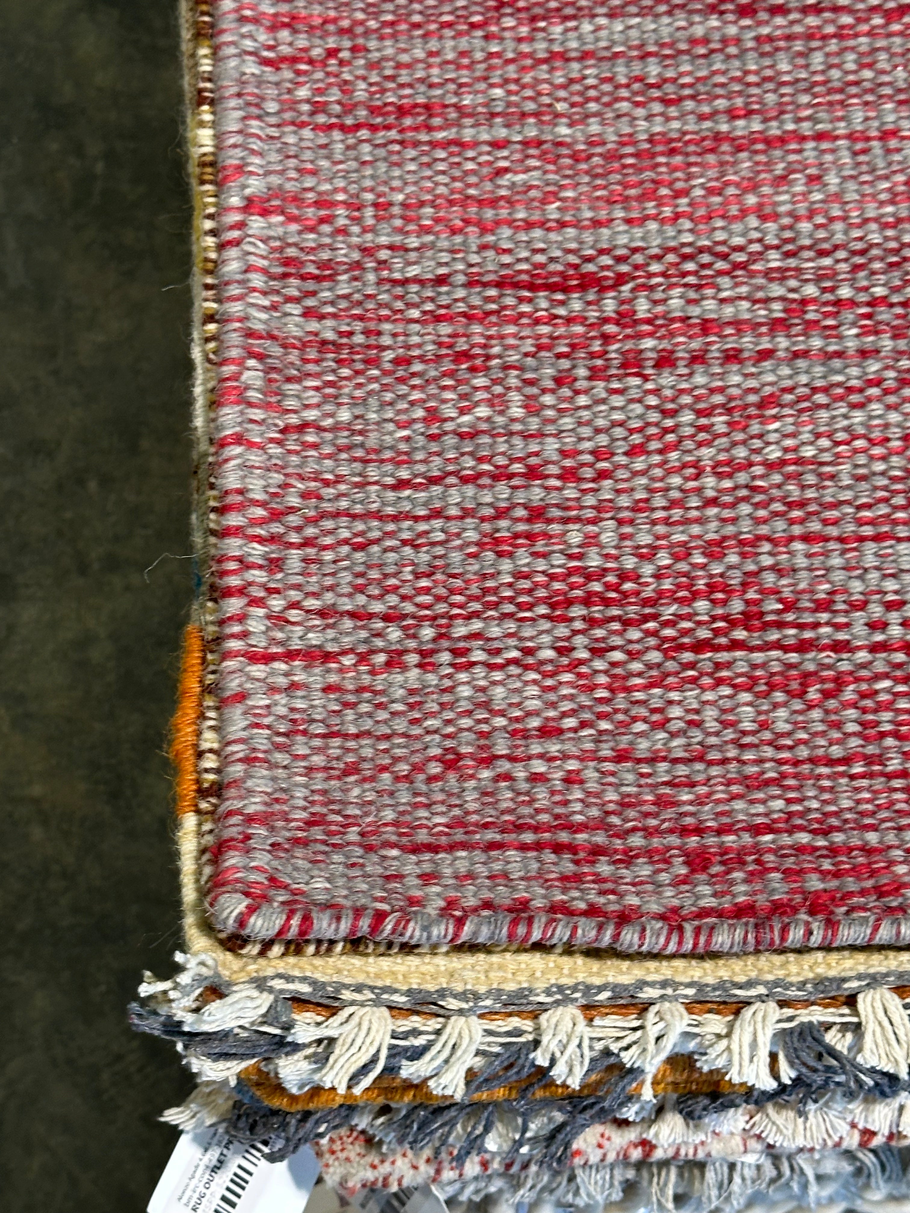 Mitch 4x5.9 Red Handwoven Durrie Rug