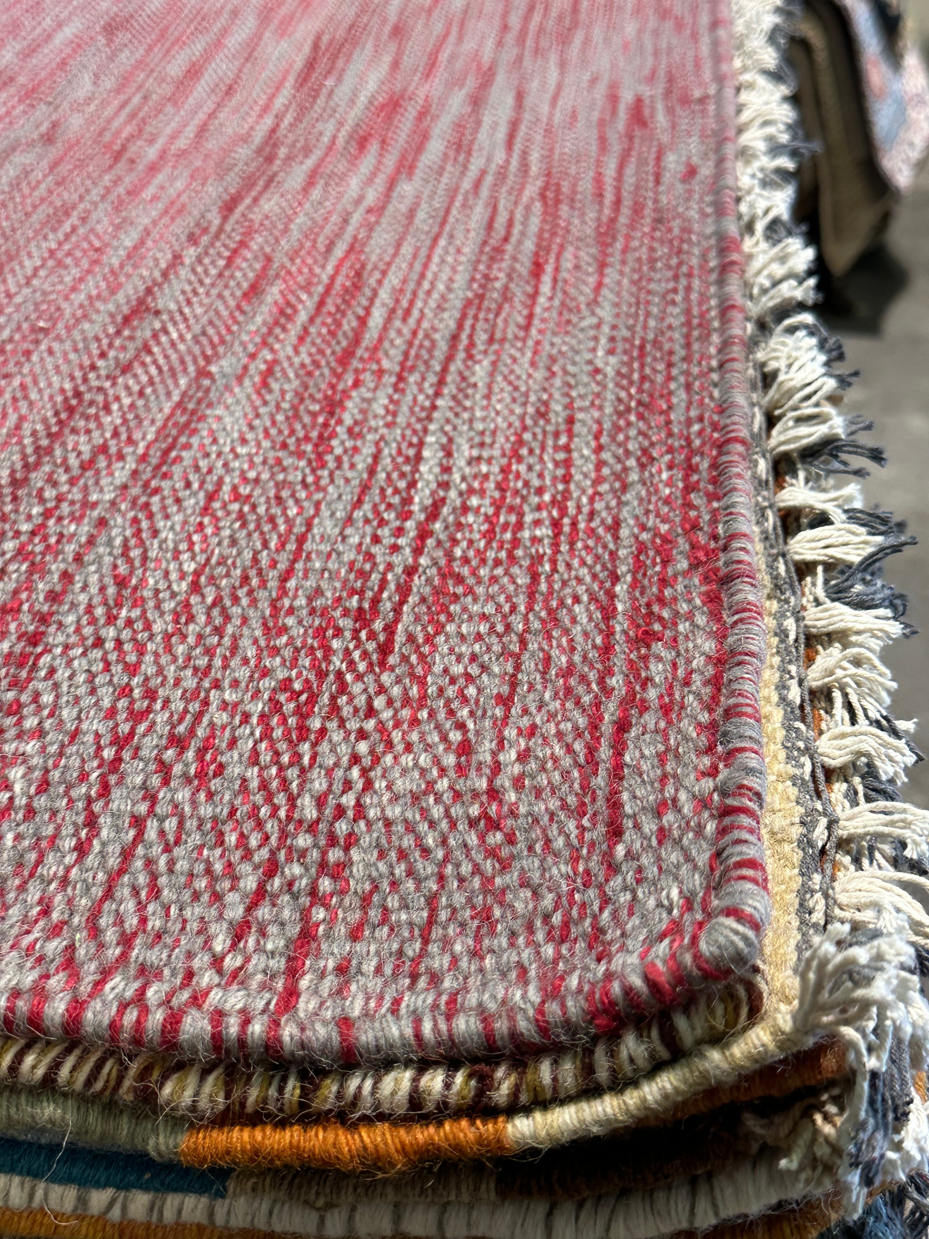 Mitch 4x5.9 Red Handwoven Durrie Rug